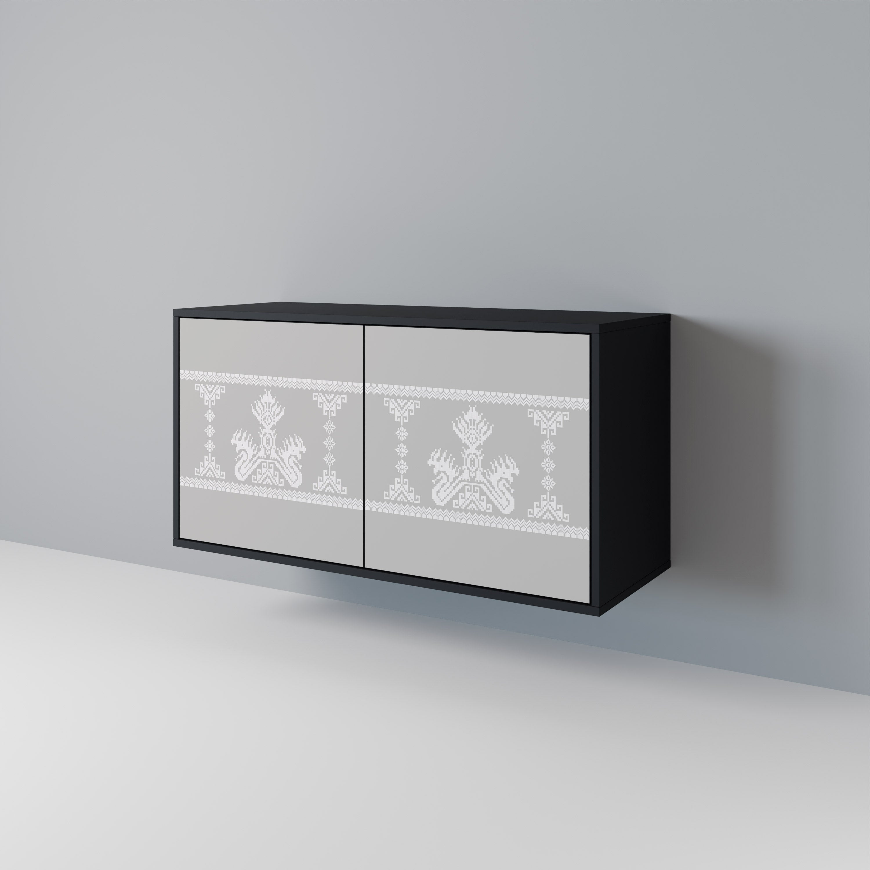 THAI GRAY Aparador de 2 Portas em Acabamento Preto