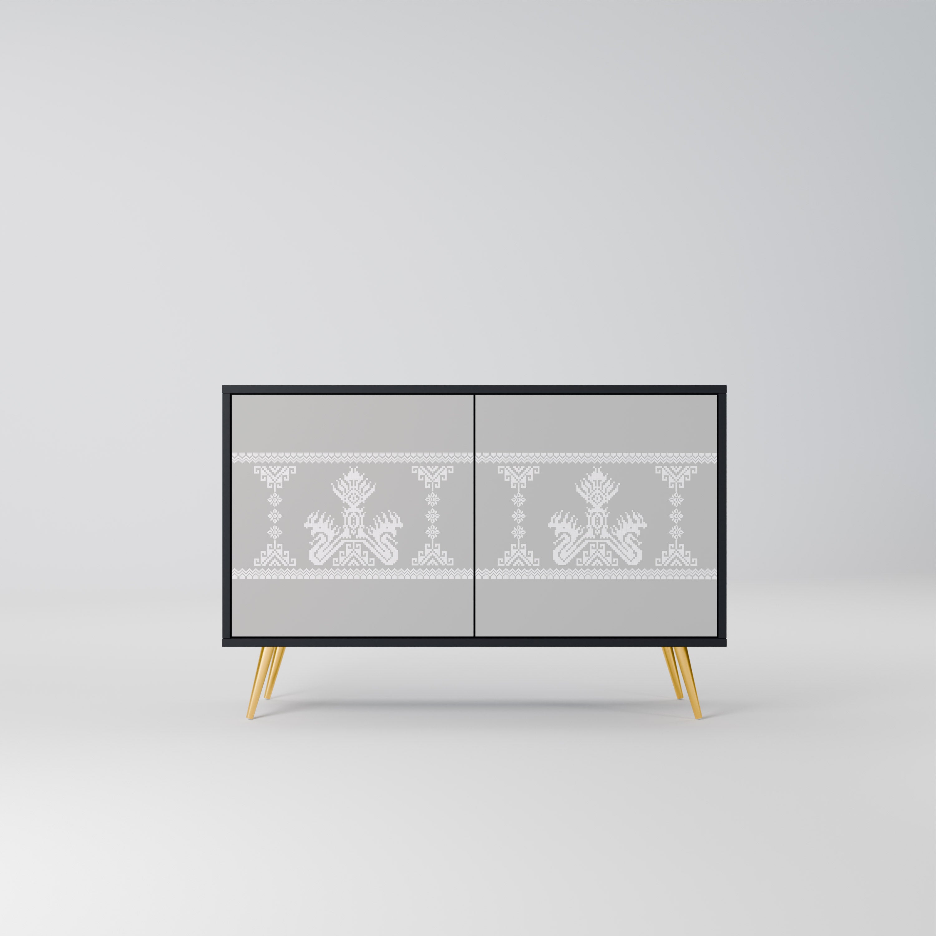 THAI GRAY Aparador de 2 Portas em Acabamento Preto