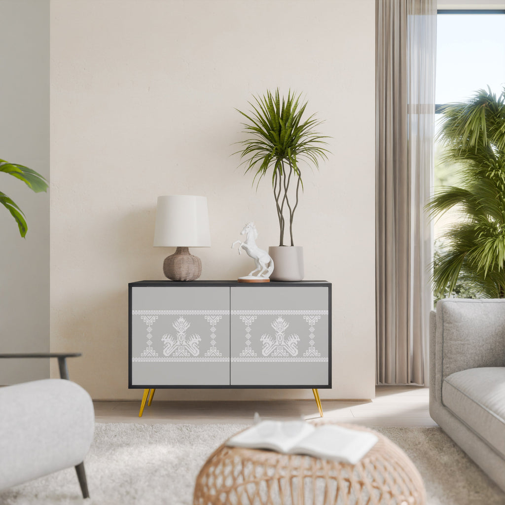 THAI GRAY Aparador de 2 Portas em Acabamento Preto