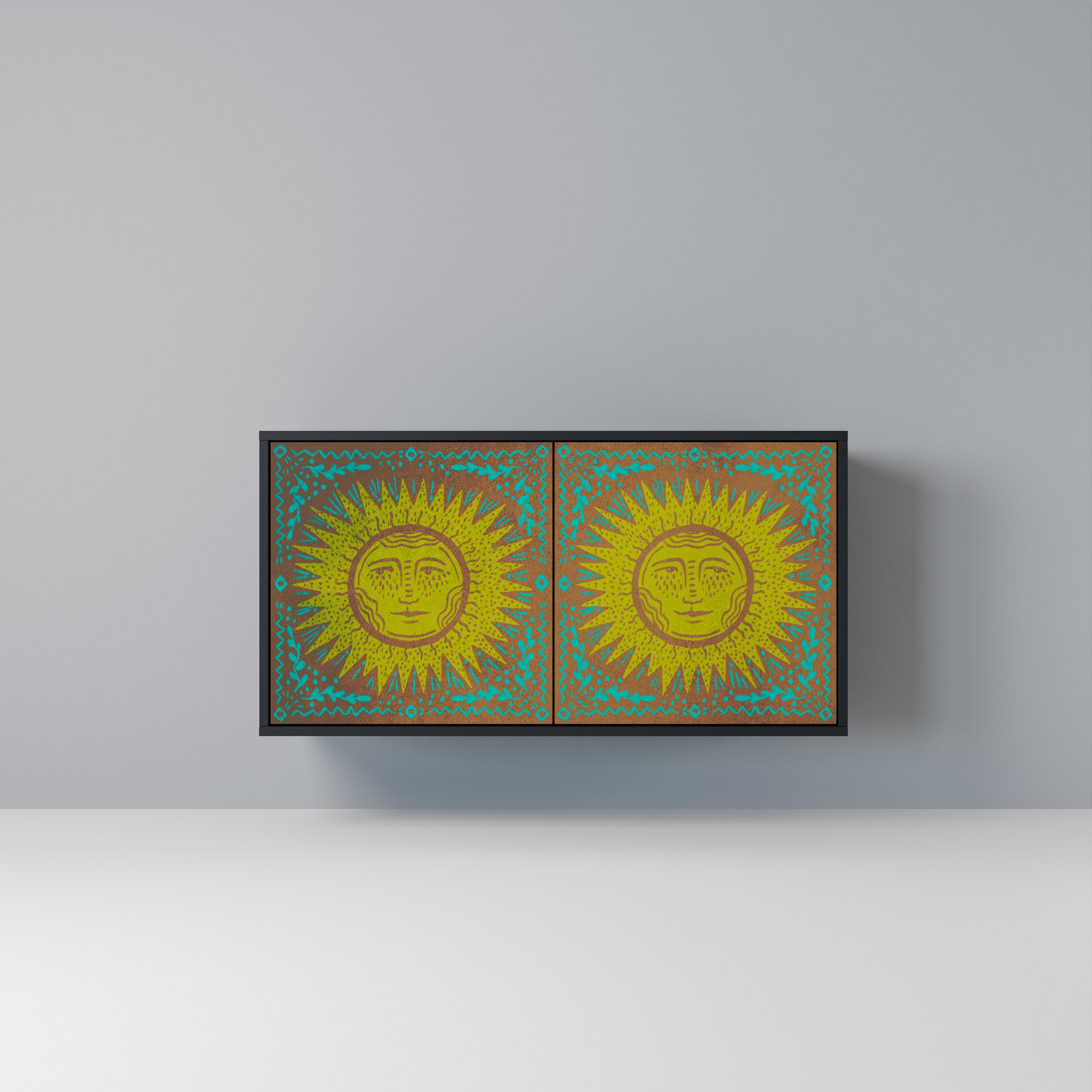 SUNSHINE EULOGY Aparador de 2 Portas em Acabamento Preto