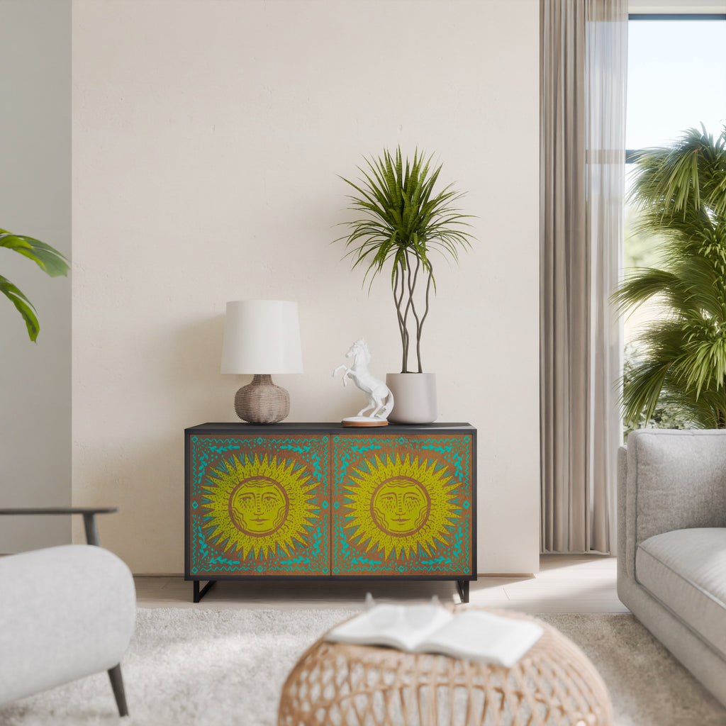 SUNSHINE EULOGY Aparador de 2 Portas em Acabamento Preto