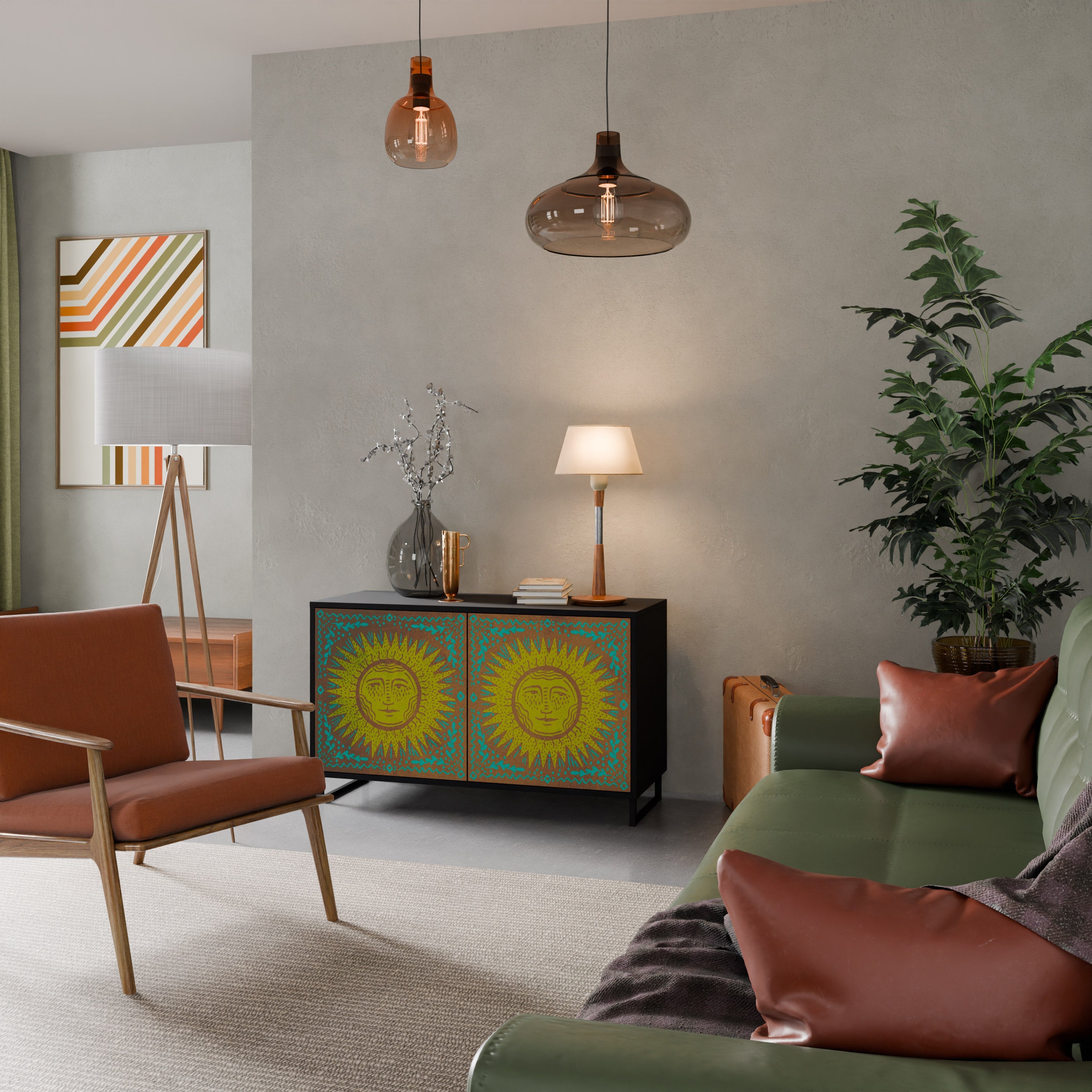 SUNSHINE EULOGY Aparador de 2 Portas em Acabamento Preto