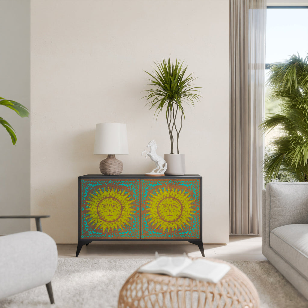 SUNSHINE EULOGY Aparador de 2 Portas em Acabamento Preto