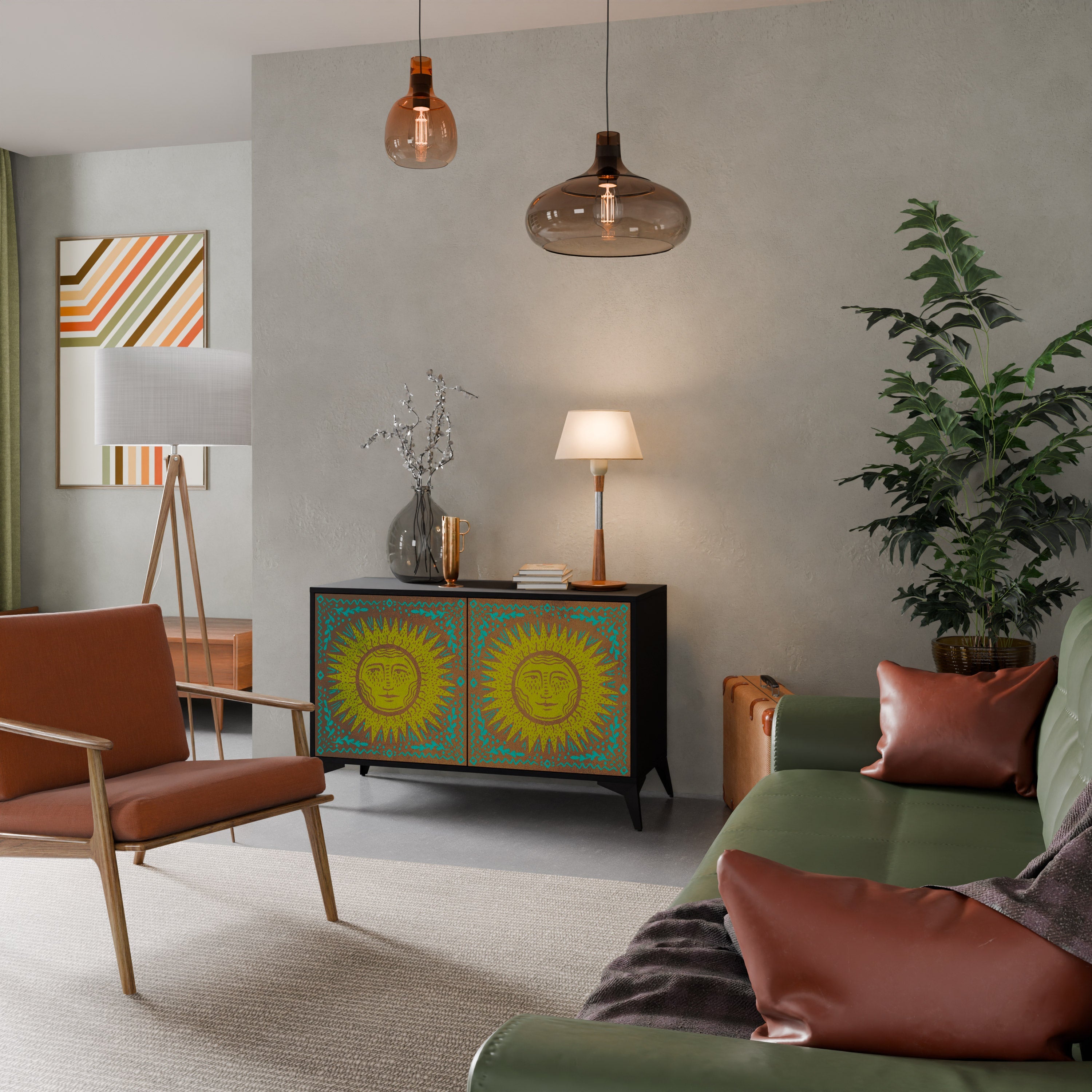 SUNSHINE EULOGY Aparador de 2 Portas em Acabamento Preto