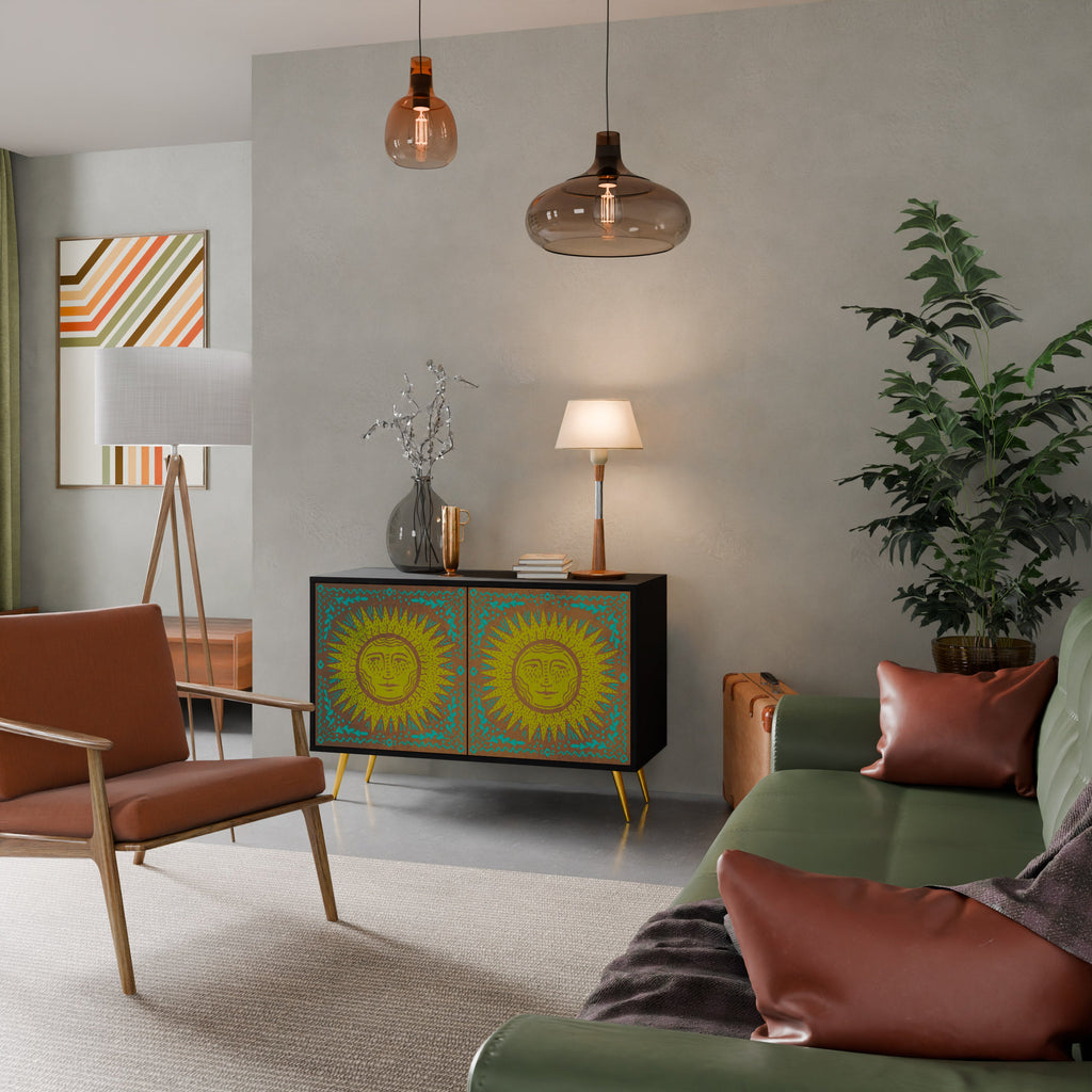 SUNSHINE EULOGY Aparador de 2 Portas em Acabamento Preto