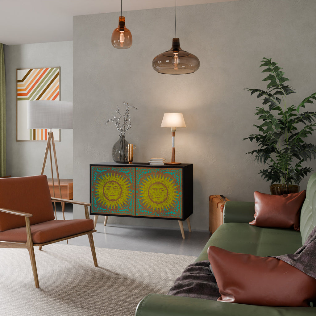 SUNSHINE EULOGY Aparador de 2 Portas em Acabamento Preto