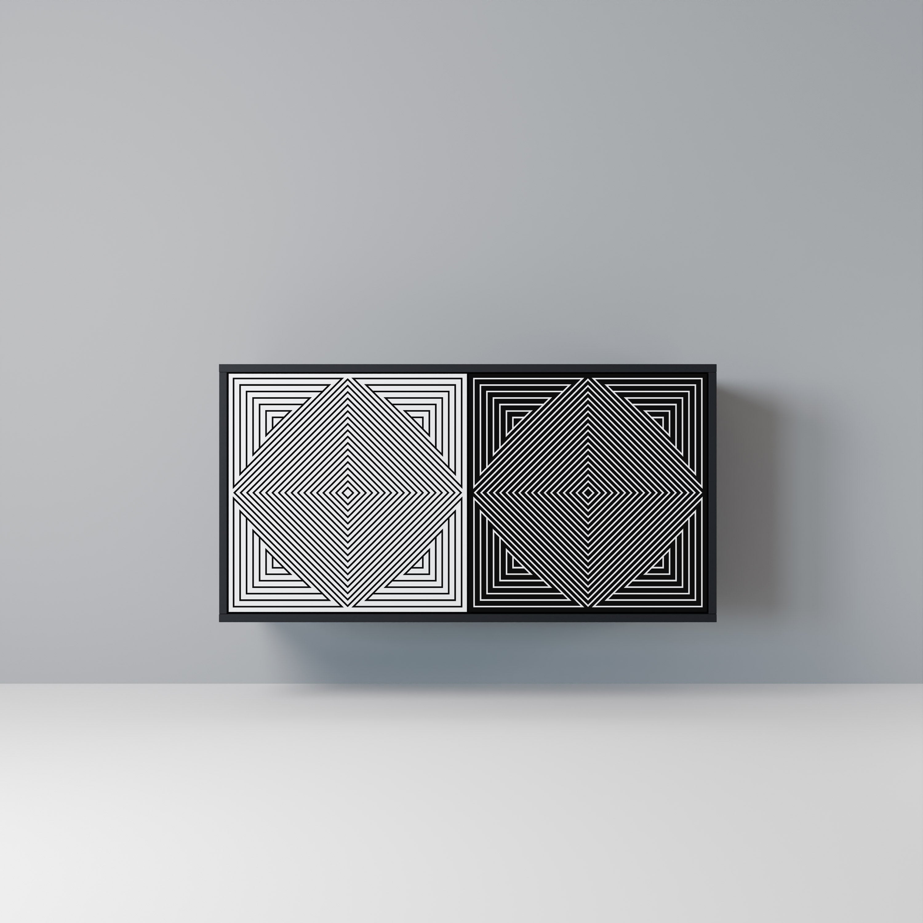 POLYGON ILLUSION Aparador de 2 Portas em Acabamento Preto