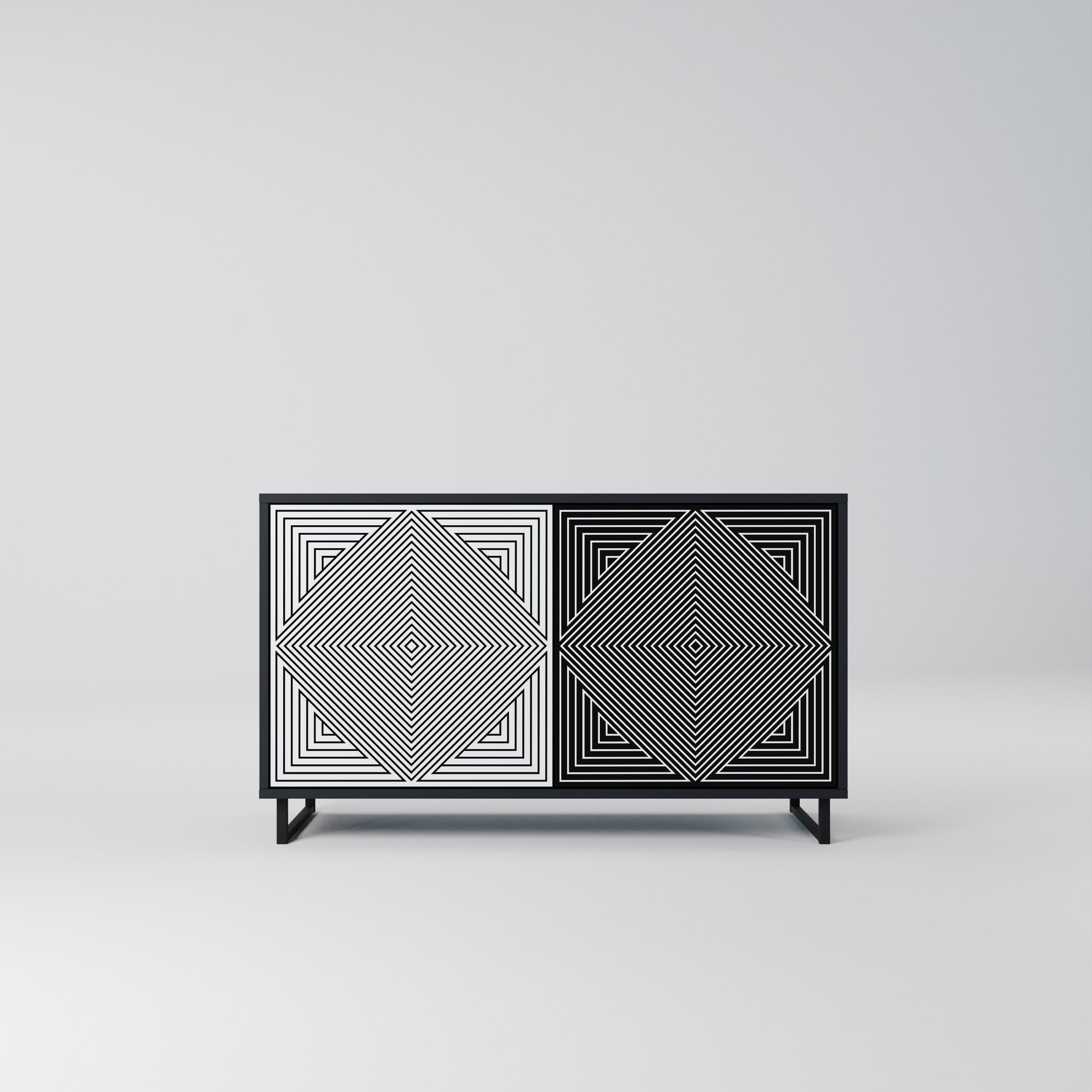 POLYGON ILLUSION Aparador de 2 Portas em Acabamento Preto
