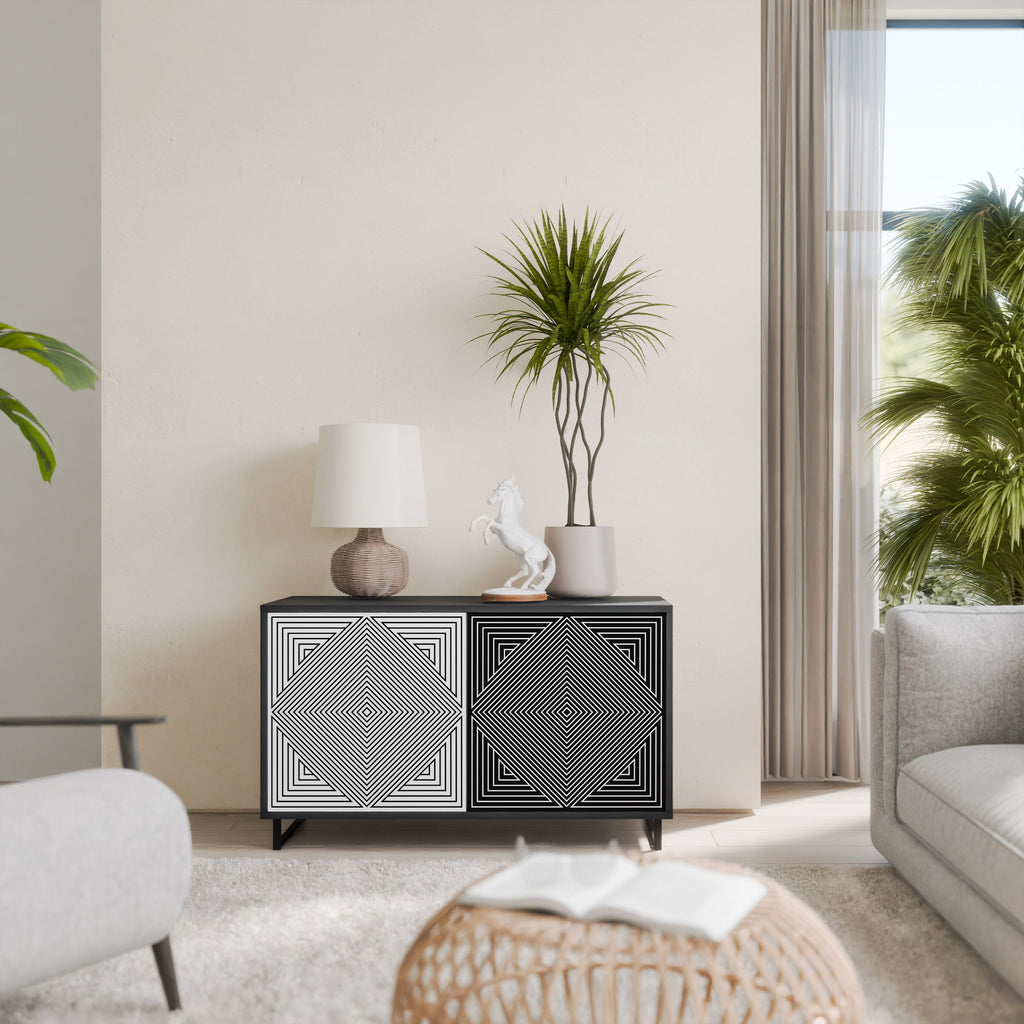 POLYGON ILLUSION 2-Door Sideboard in Black Finish