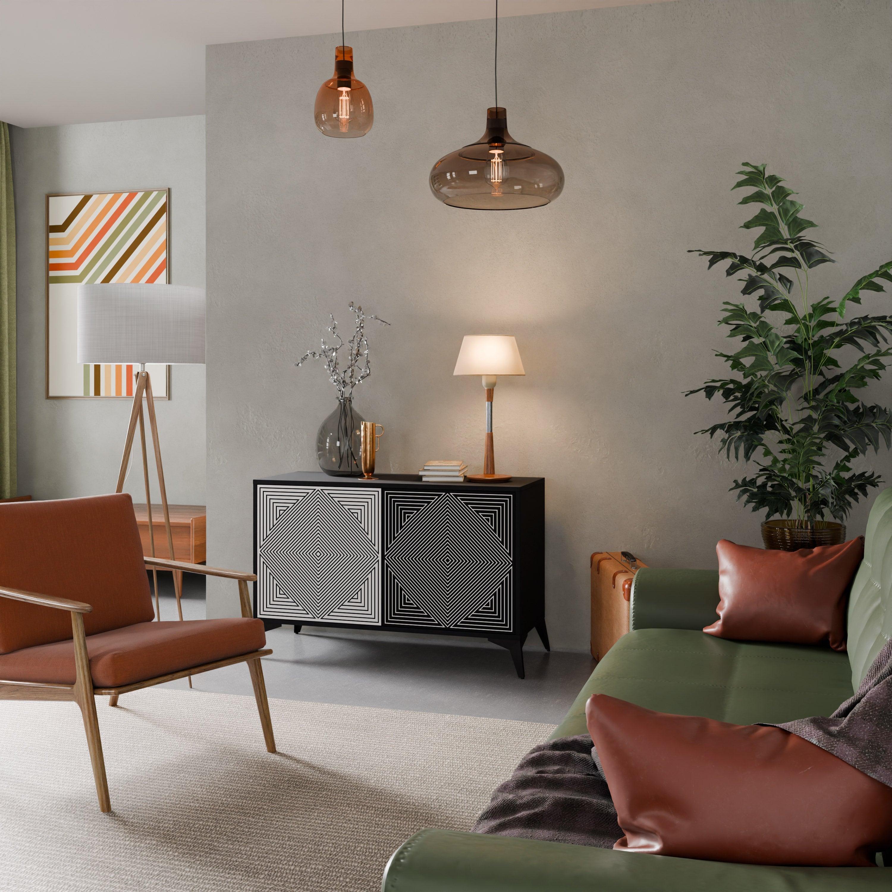 POLYGON ILLUSION 2-Door Sideboard in Black Finish