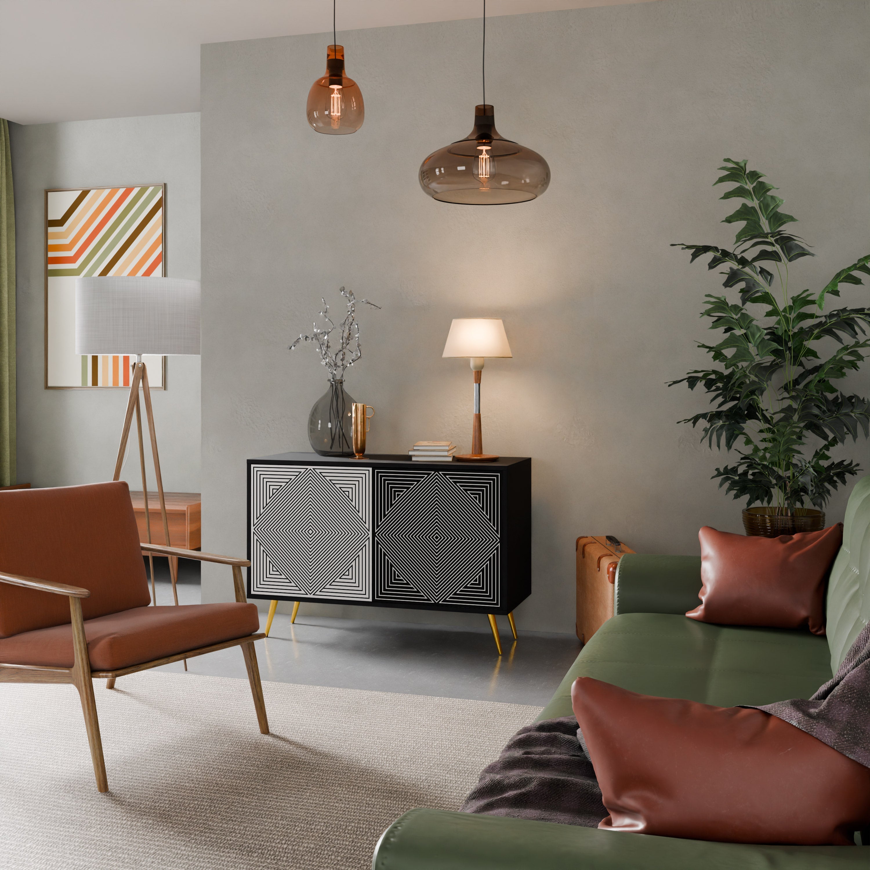 POLYGON ILLUSION 2-Door Sideboard in Black Finish