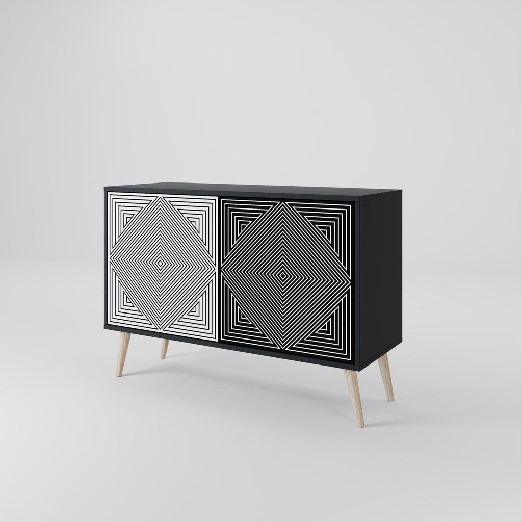 POLYGON ILLUSION 2-Door Sideboard in Black Finish
