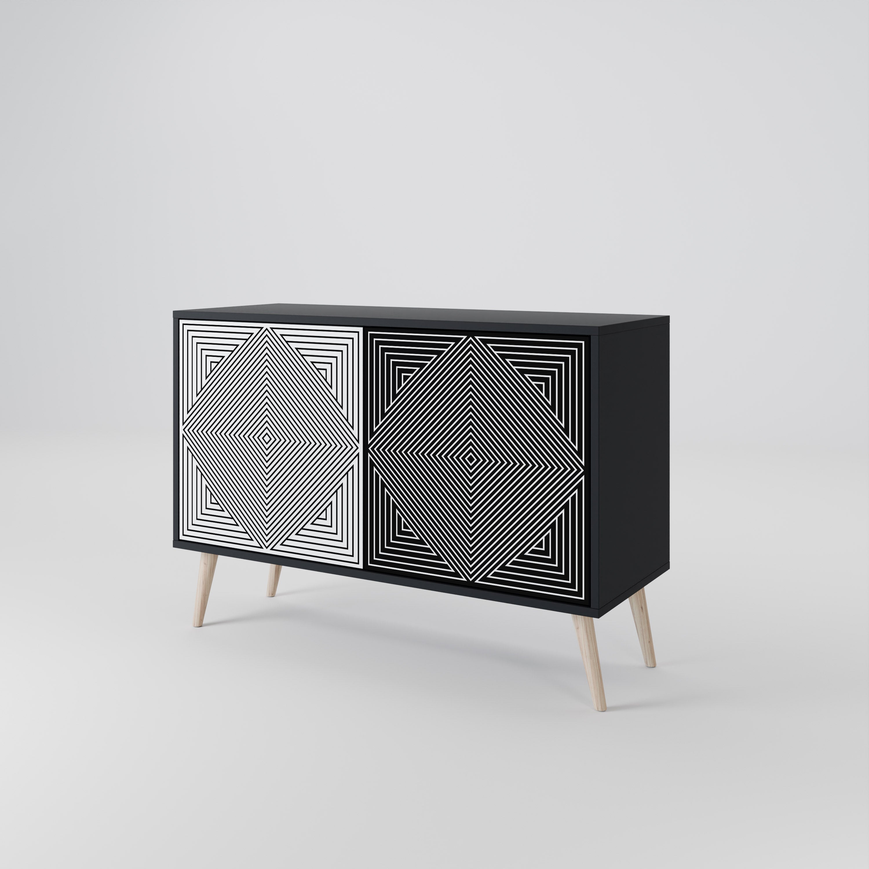 POLYGON ILLUSION 2-Door Sideboard in Black Finish