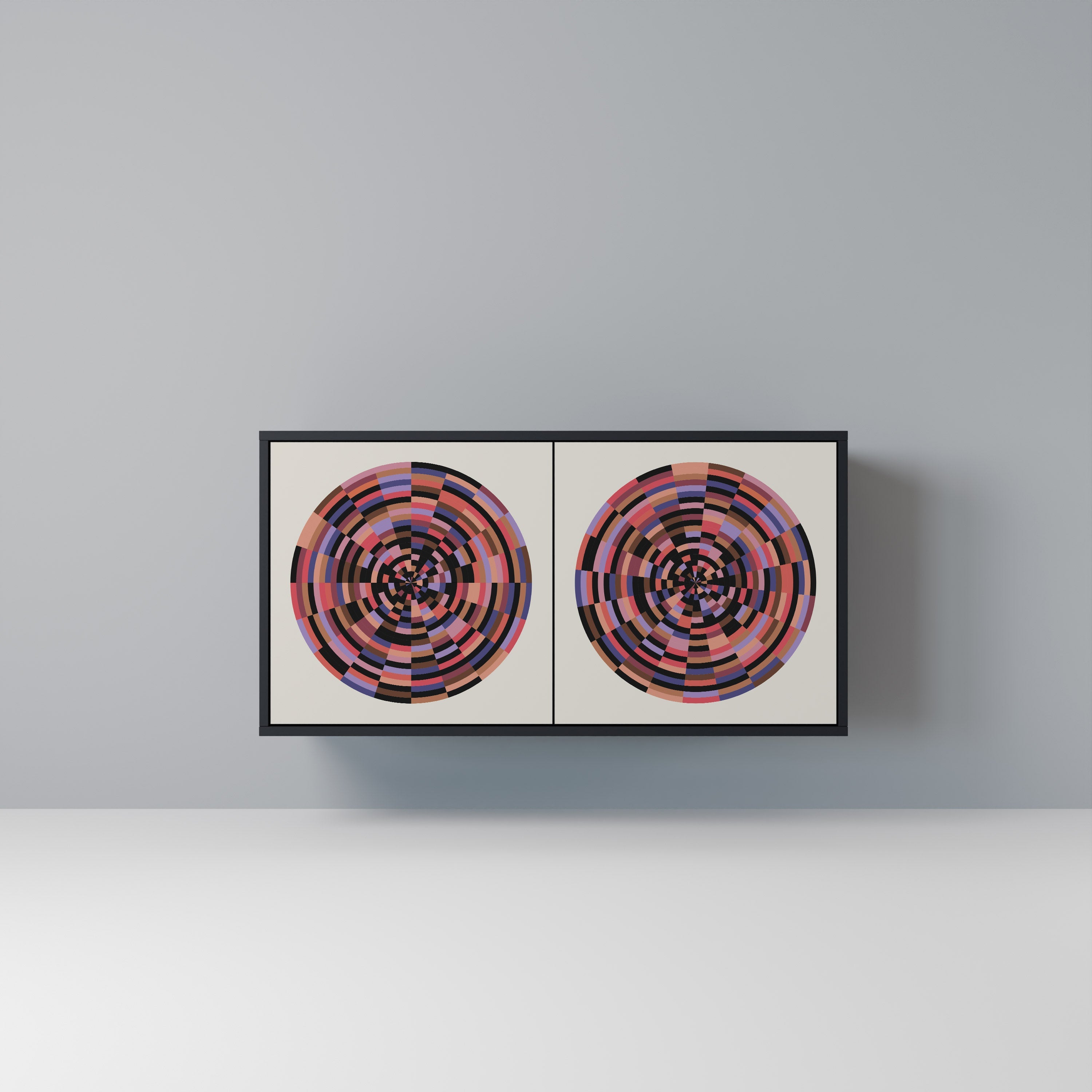 BROWN CIRCLES Aparador de 2 Portas em Acabamento Preto