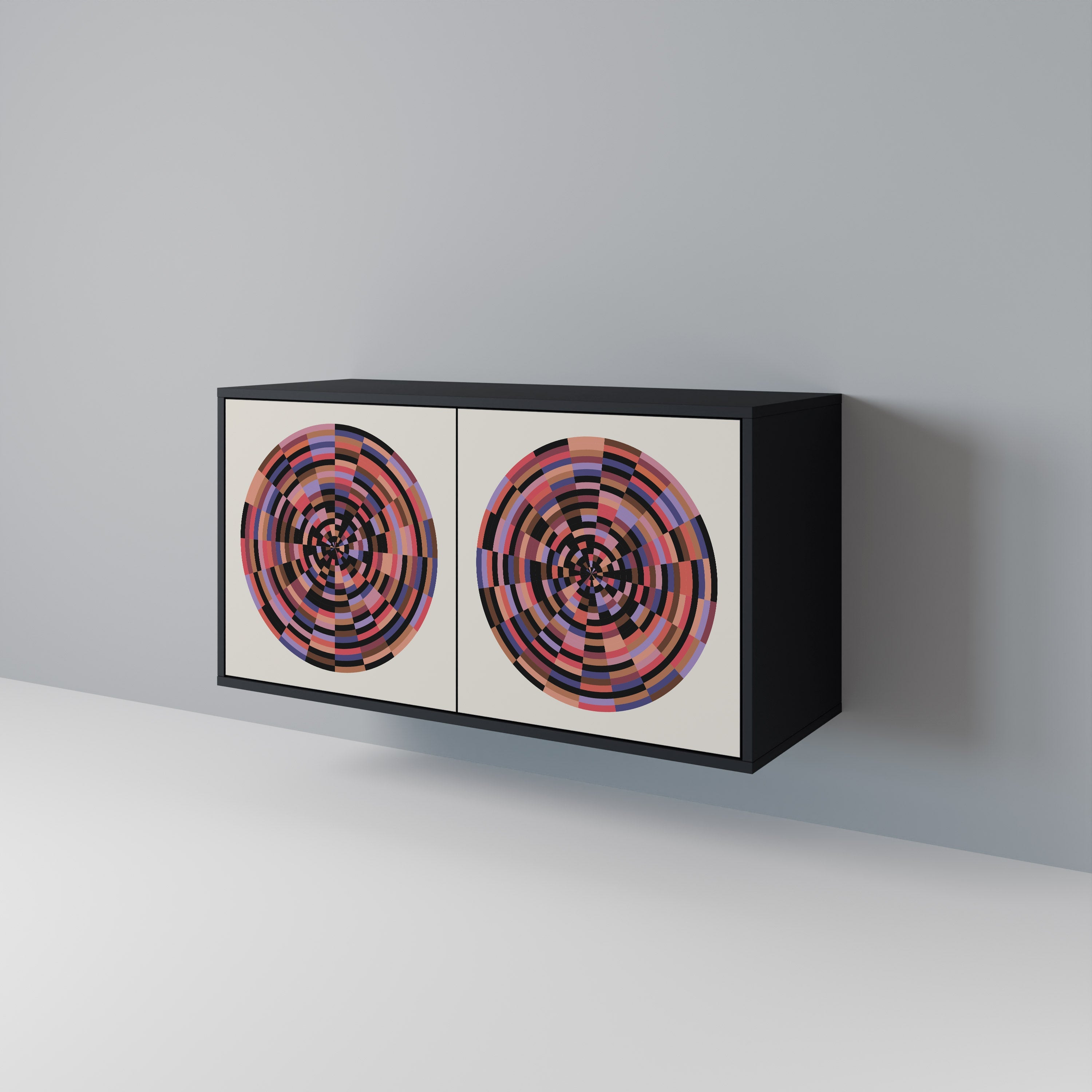 BROWN CIRCLES Aparador de 2 Portas em Acabamento Preto