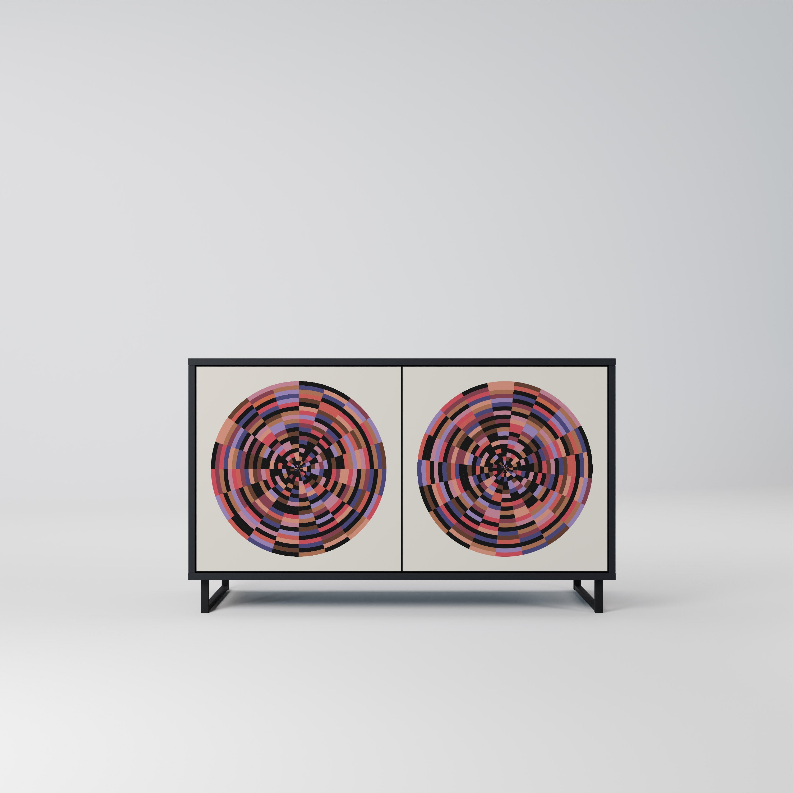 BROWN CIRCLES Aparador de 2 Portas em Acabamento Preto