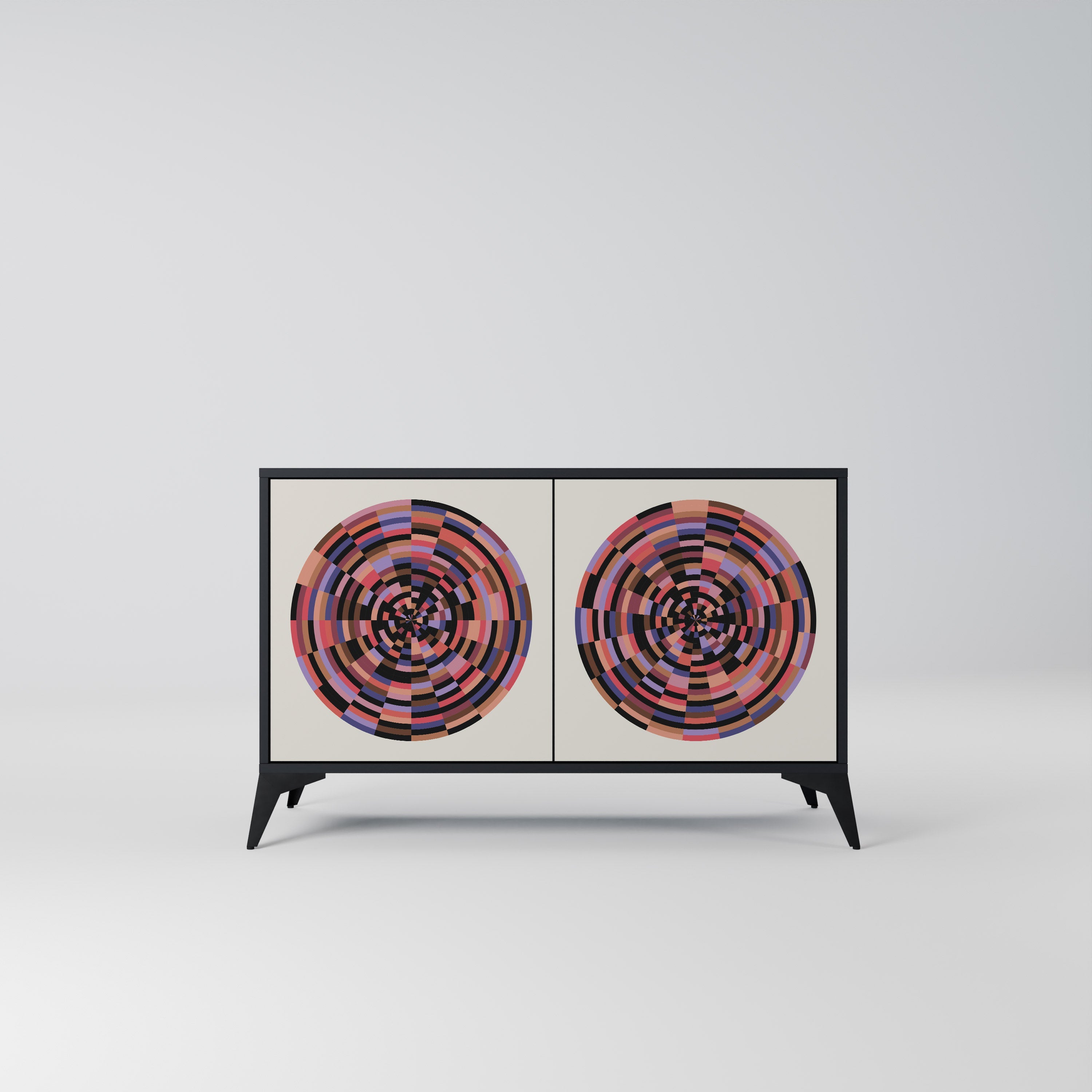 BROWN CIRCLES Aparador de 2 Portas em Acabamento Preto