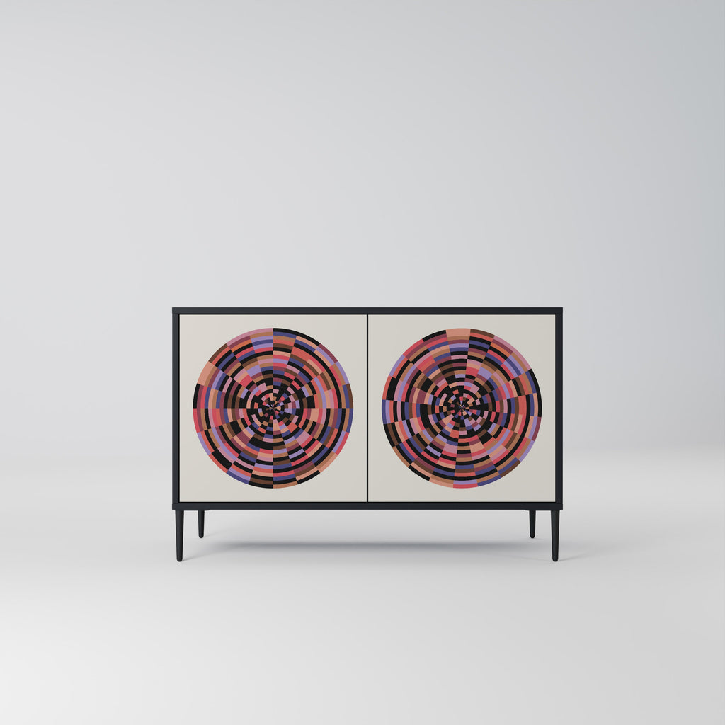 BROWN CIRCLES Aparador de 2 Portas em Acabamento Preto