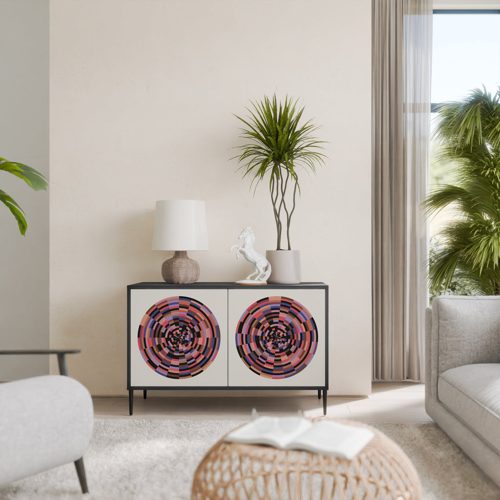 BROWN CIRCLES Aparador de 2 Portas em Acabamento Preto