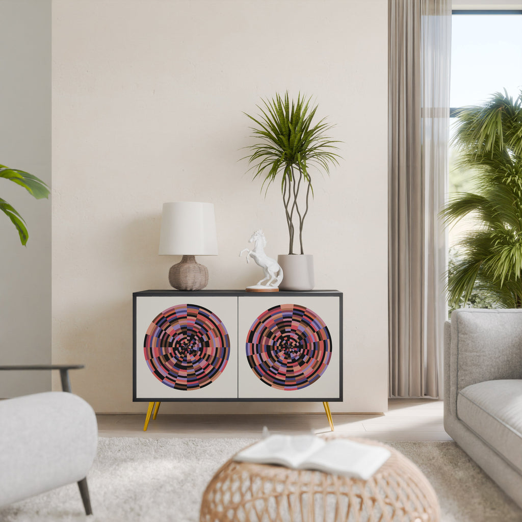 BROWN CIRCLES Aparador de 2 Portas em Acabamento Preto