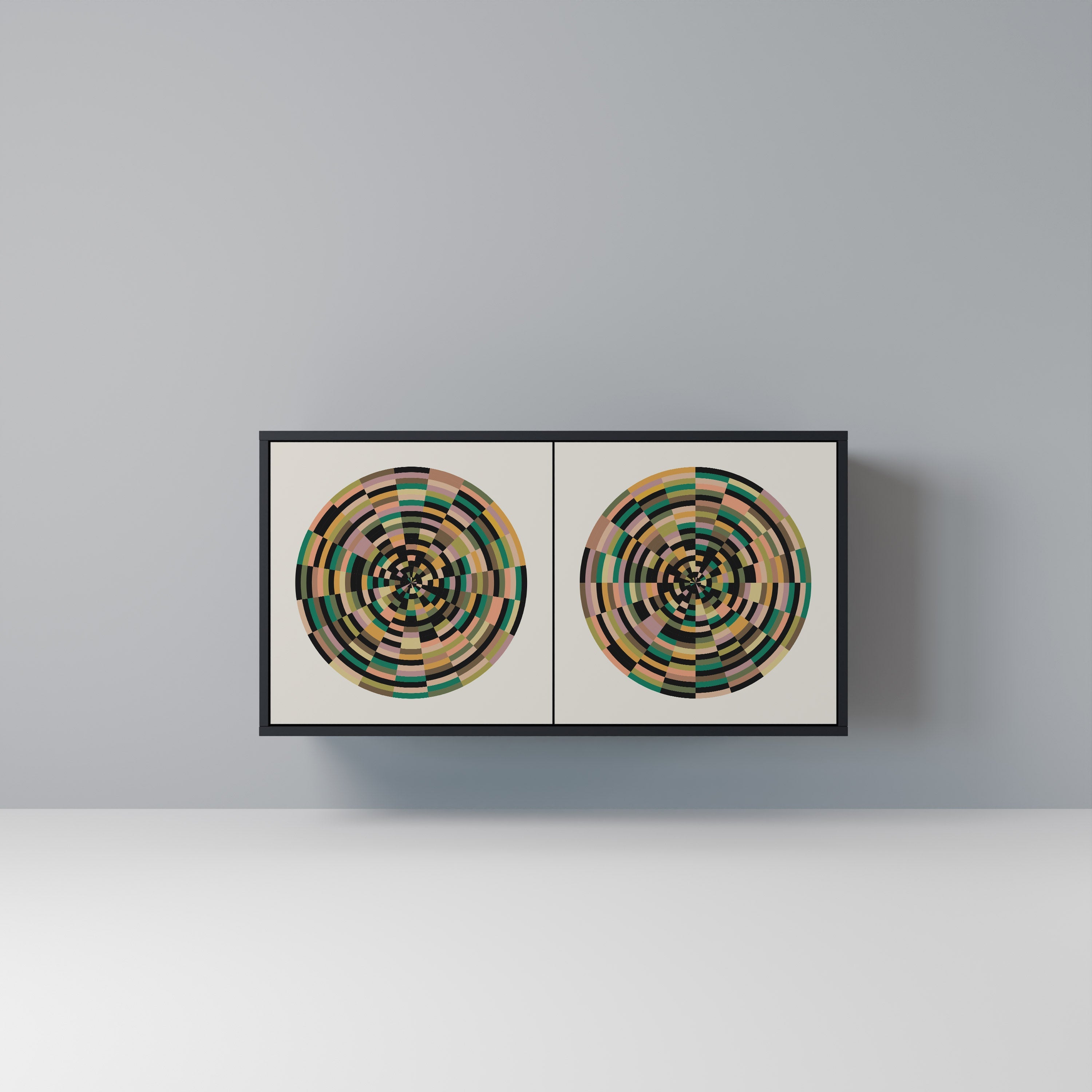 GREEN CIRCLES Aparador de 2 Portas em Acabamento Preto