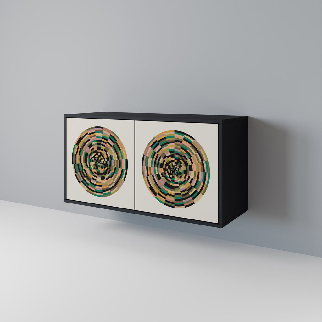 GREEN CIRCLES Aparador de 2 Portas em Acabamento Preto