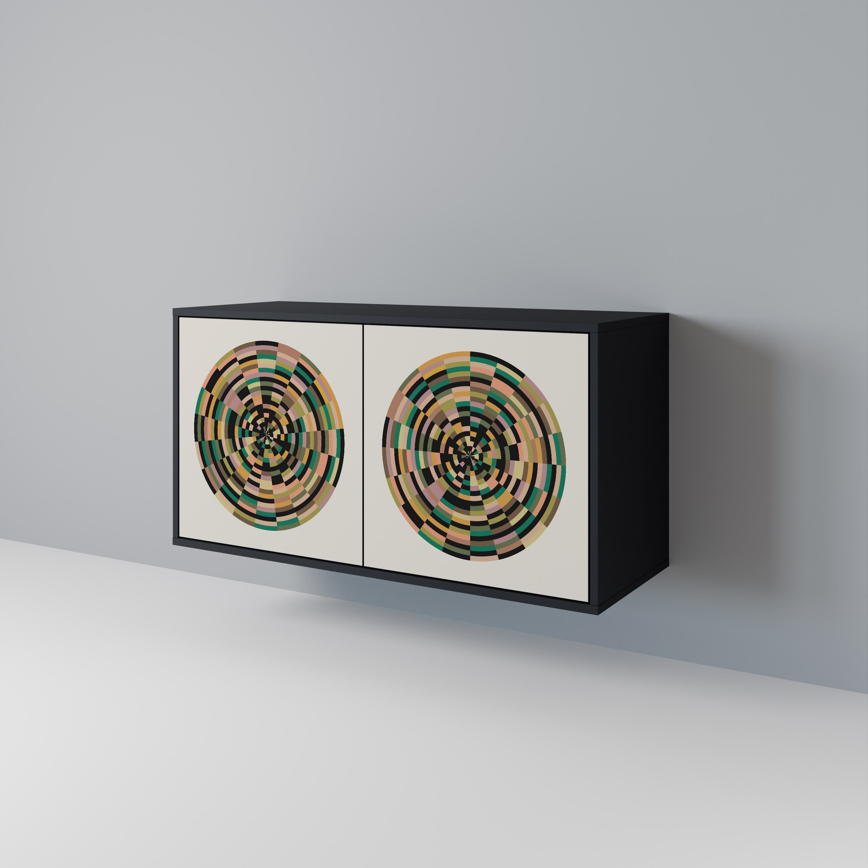 GREEN CIRCLES Aparador de 2 Portas em Acabamento Preto