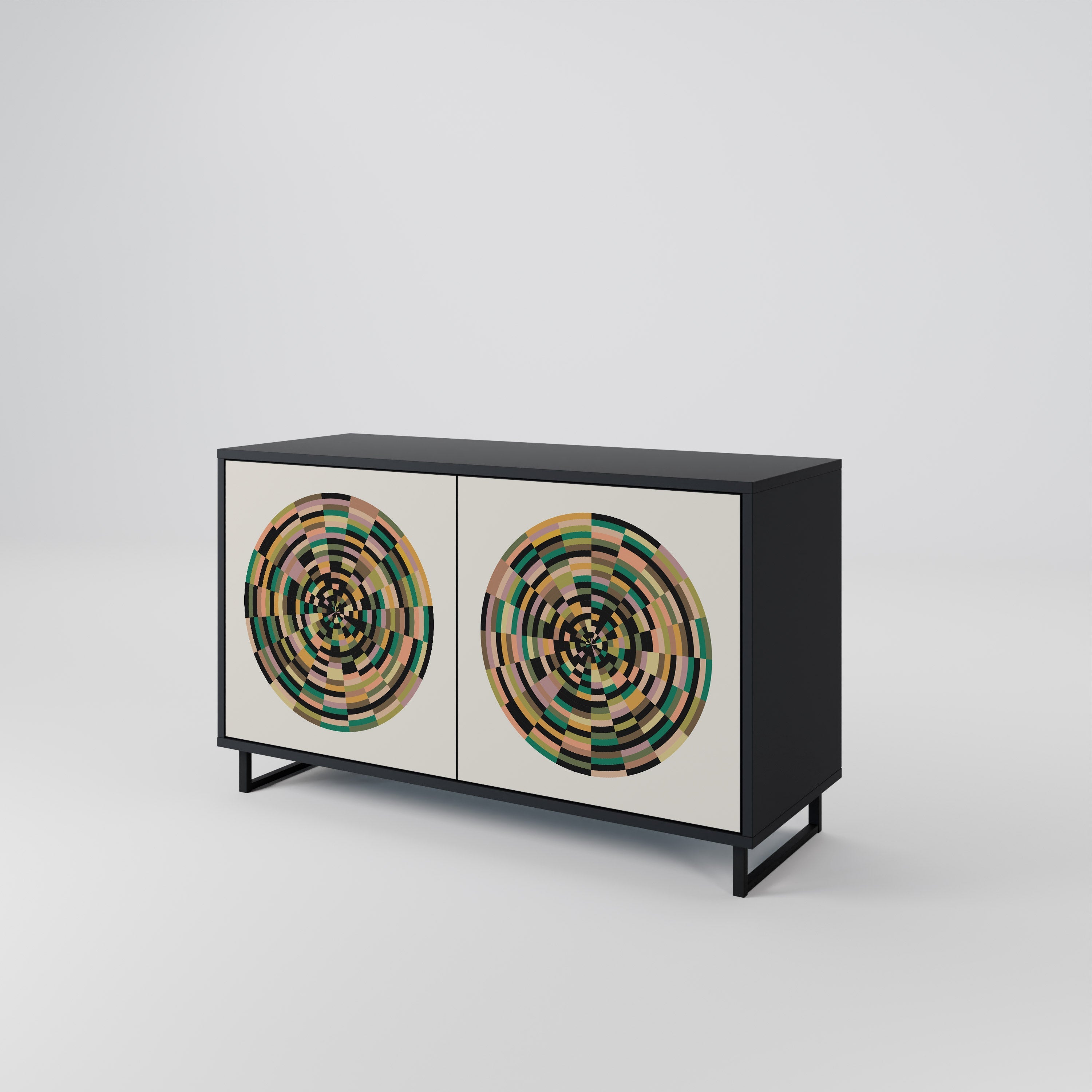 GREEN CIRCLES Aparador de 2 Portas em Acabamento Preto