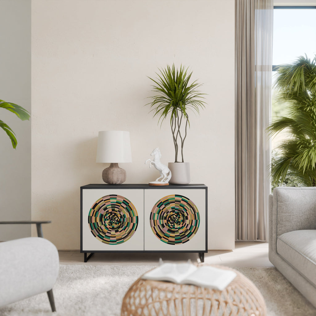 GREEN CIRCLES Aparador de 2 Portas em Acabamento Preto