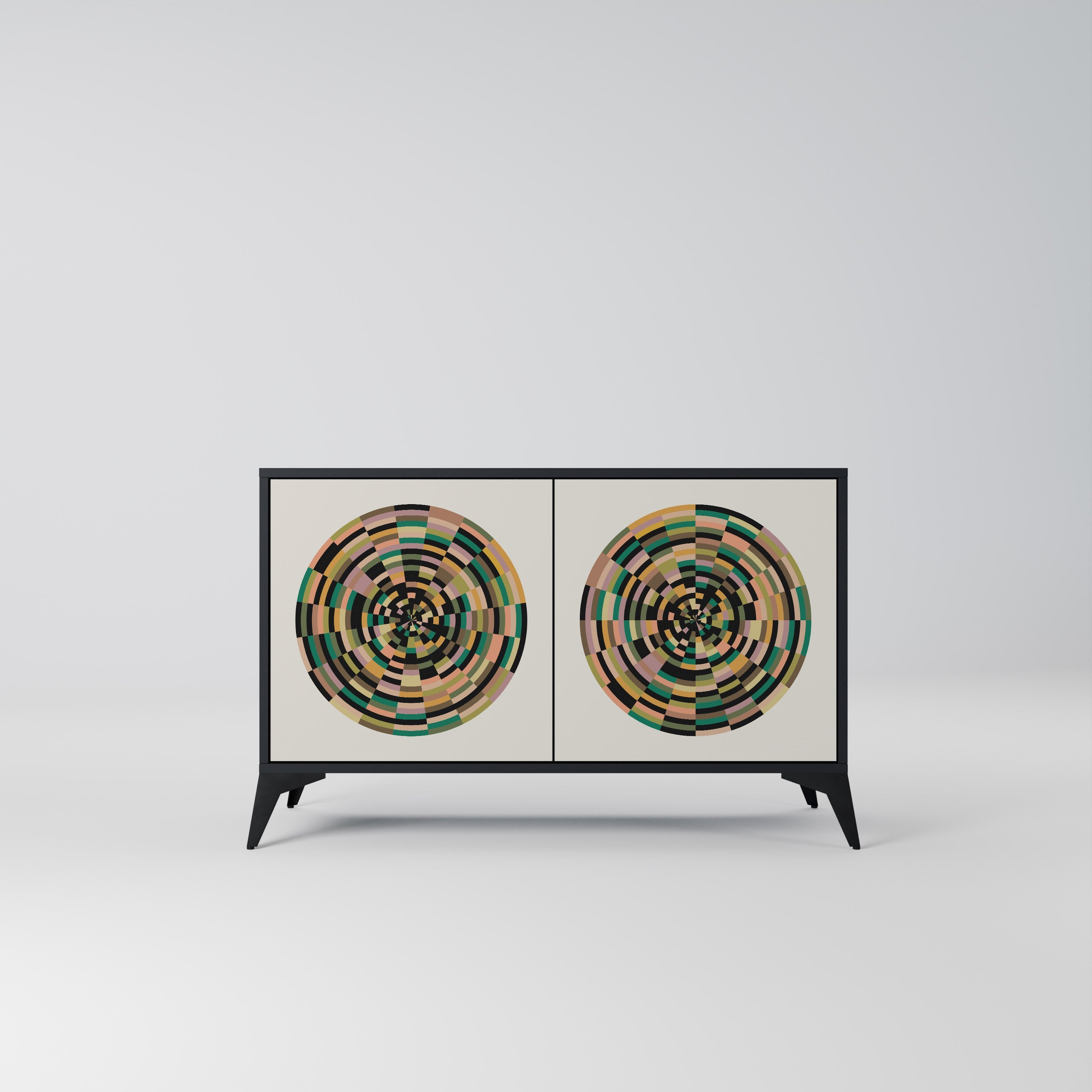 GREEN CIRCLES Aparador de 2 Portas em Acabamento Preto