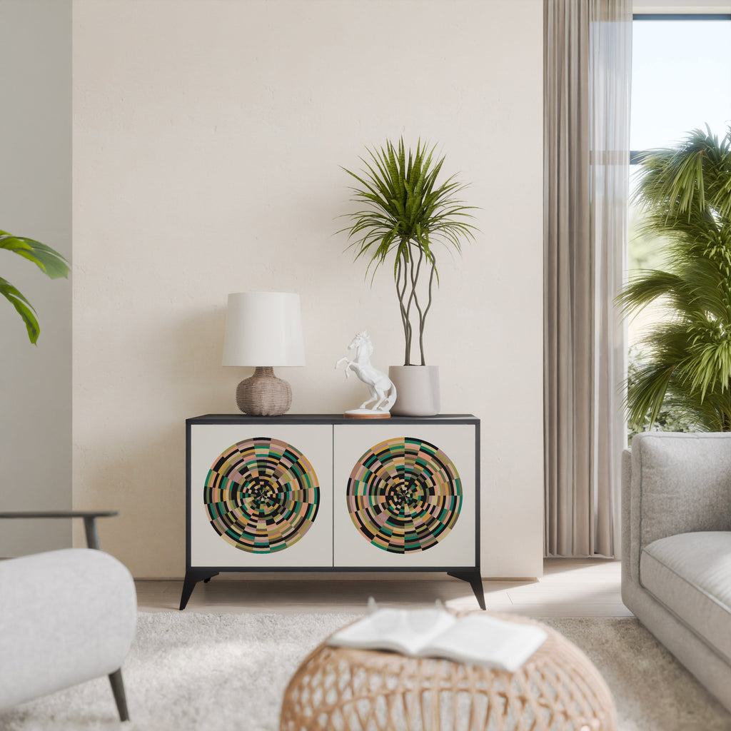 GREEN CIRCLES Aparador de 2 Portas em Acabamento Preto