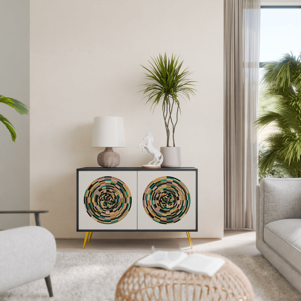 GREEN CIRCLES Aparador de 2 Portas em Acabamento Preto