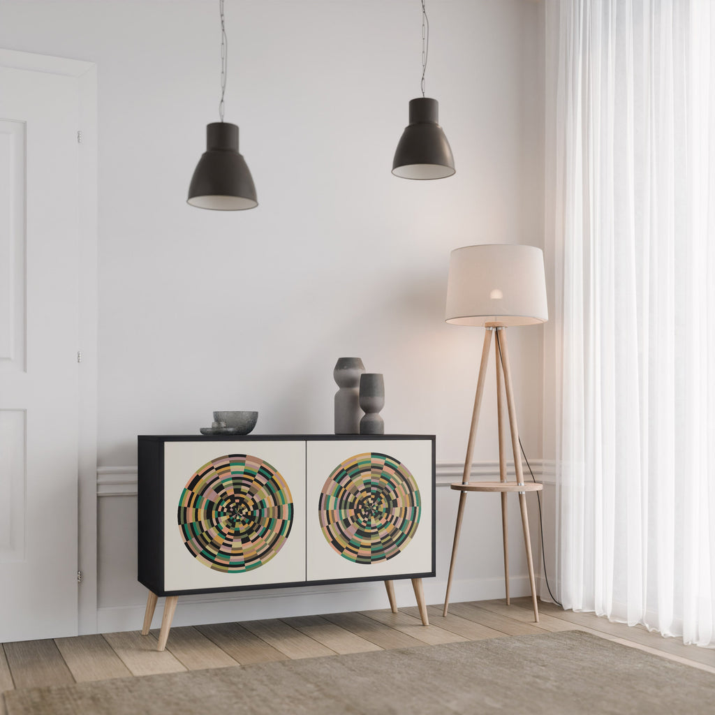 GREEN CIRCLES Aparador de 2 Portas em Acabamento Preto