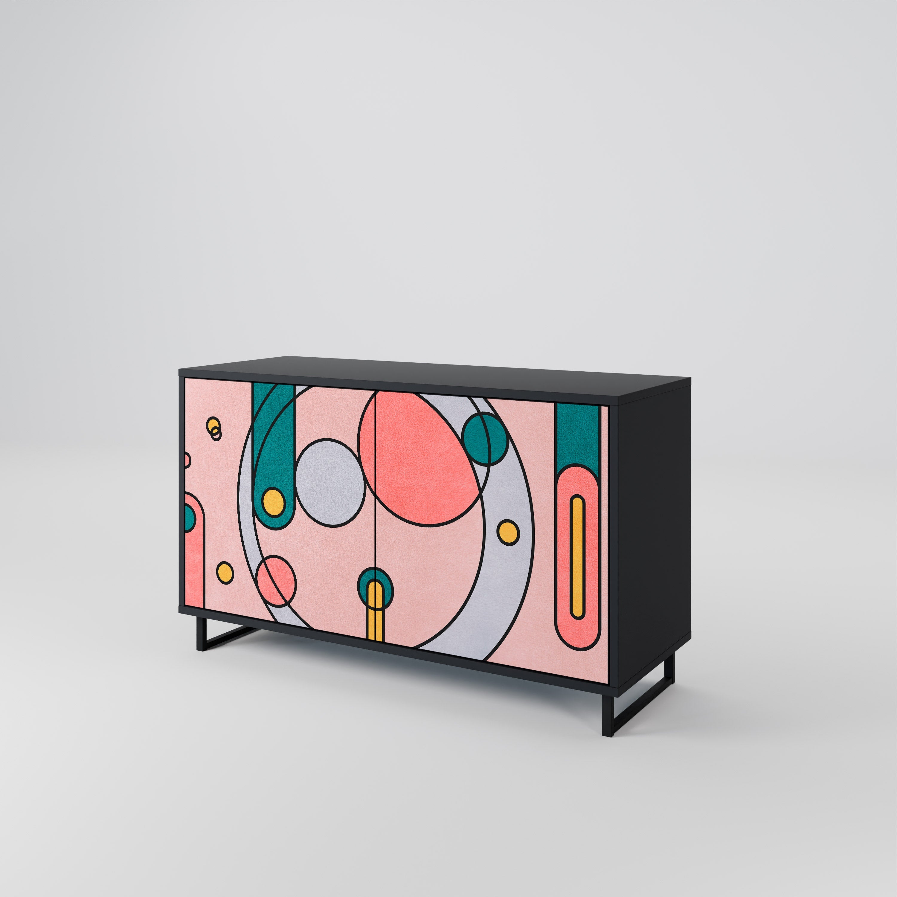 GOSSAMER ECHOES Aparador de 2 Portas em Acabamento Preto