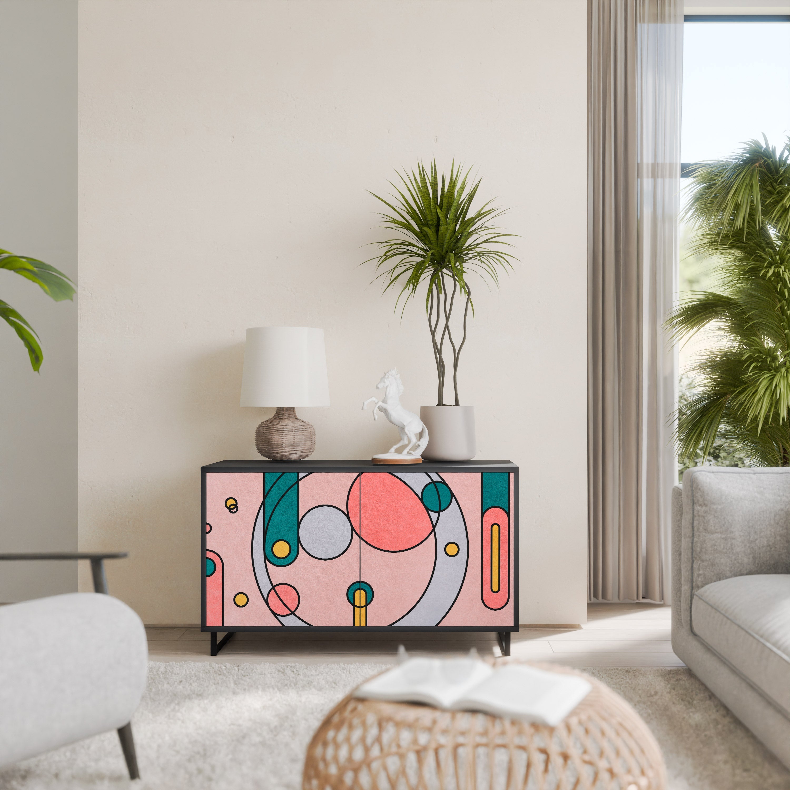 GOSSAMER ECHOES Aparador de 2 Portas em Acabamento Preto