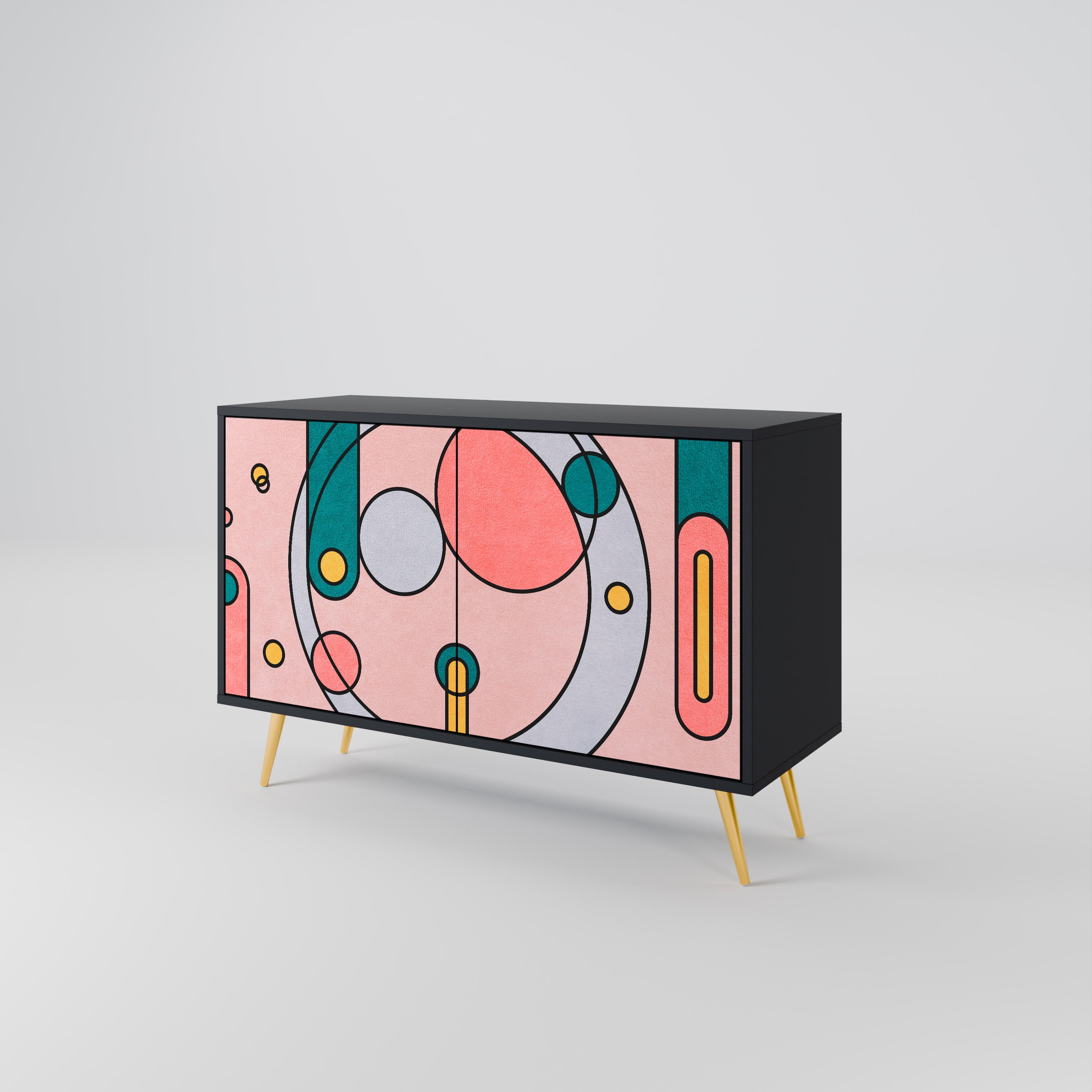 GOSSAMER ECHOES Aparador de 2 Portas em Acabamento Preto