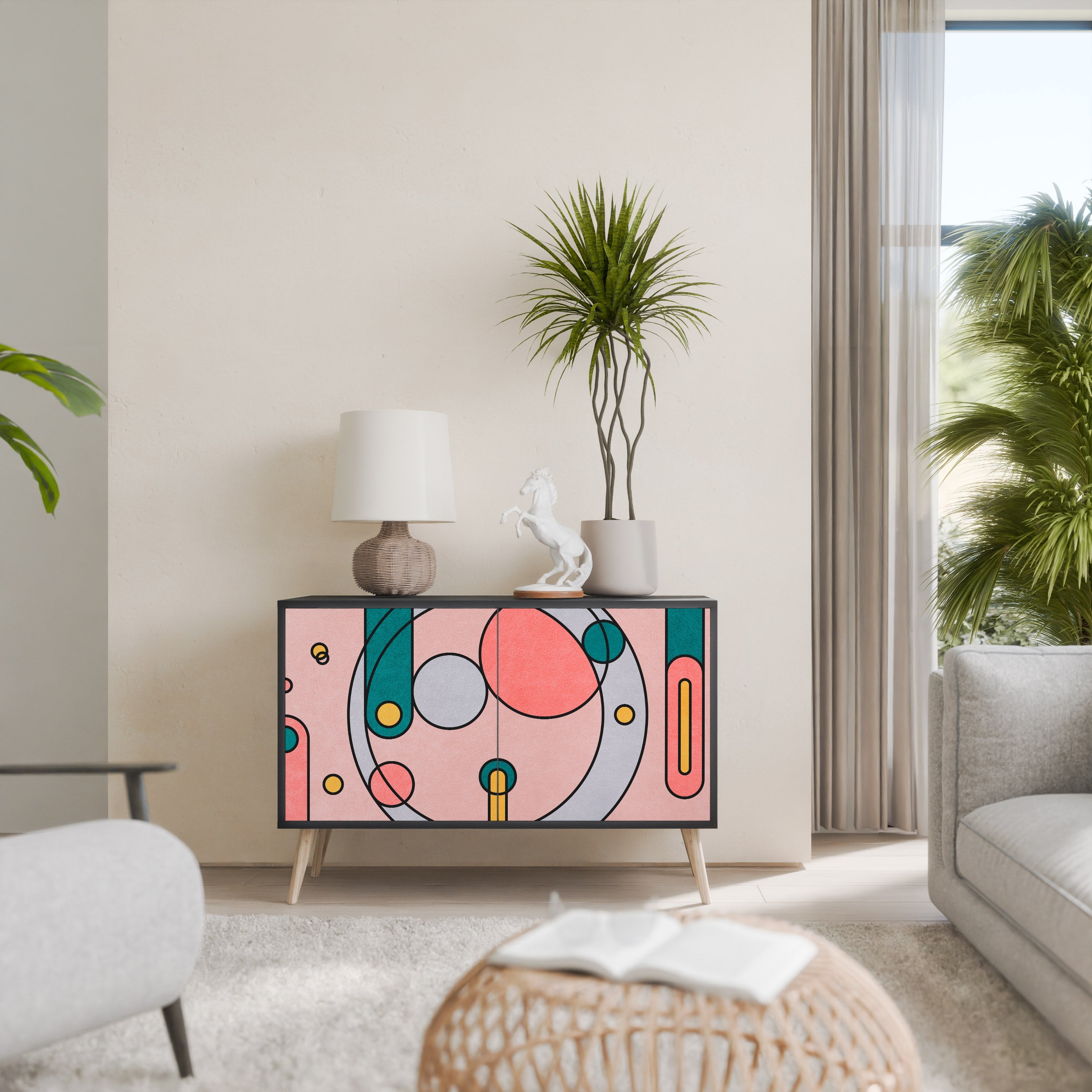 GOSSAMER ECHOES Aparador de 2 Portas em Acabamento Preto