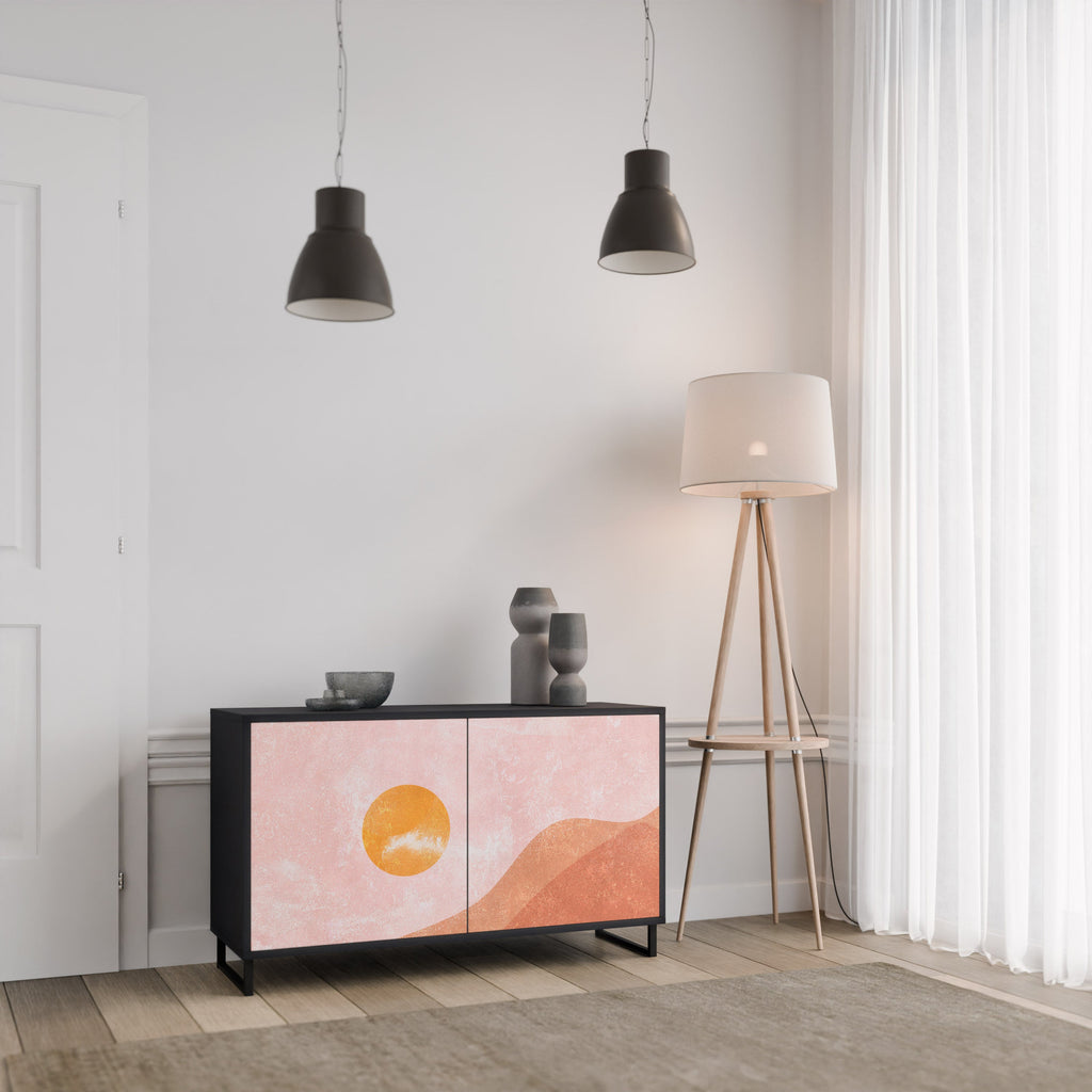 LUMINOUS SUNLIGHT Aparador de 2 Portas em Acabamento Preto