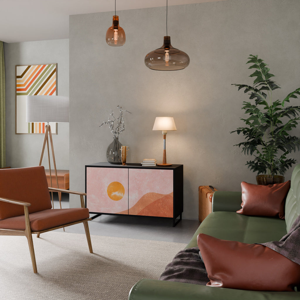 LUMINOUS SUNLIGHT Aparador de 2 Portas em Acabamento Preto