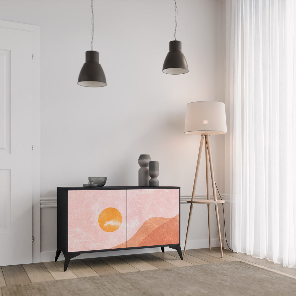 LUMINOUS SUNLIGHT Aparador de 2 Portas em Acabamento Preto