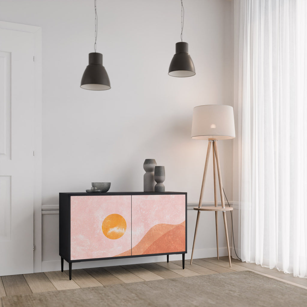 LUMINOUS SUNLIGHT Aparador de 2 Portas em Acabamento Preto