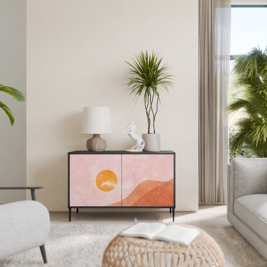 LUMINOUS SUNLIGHT Aparador de 2 Portas em Acabamento Preto