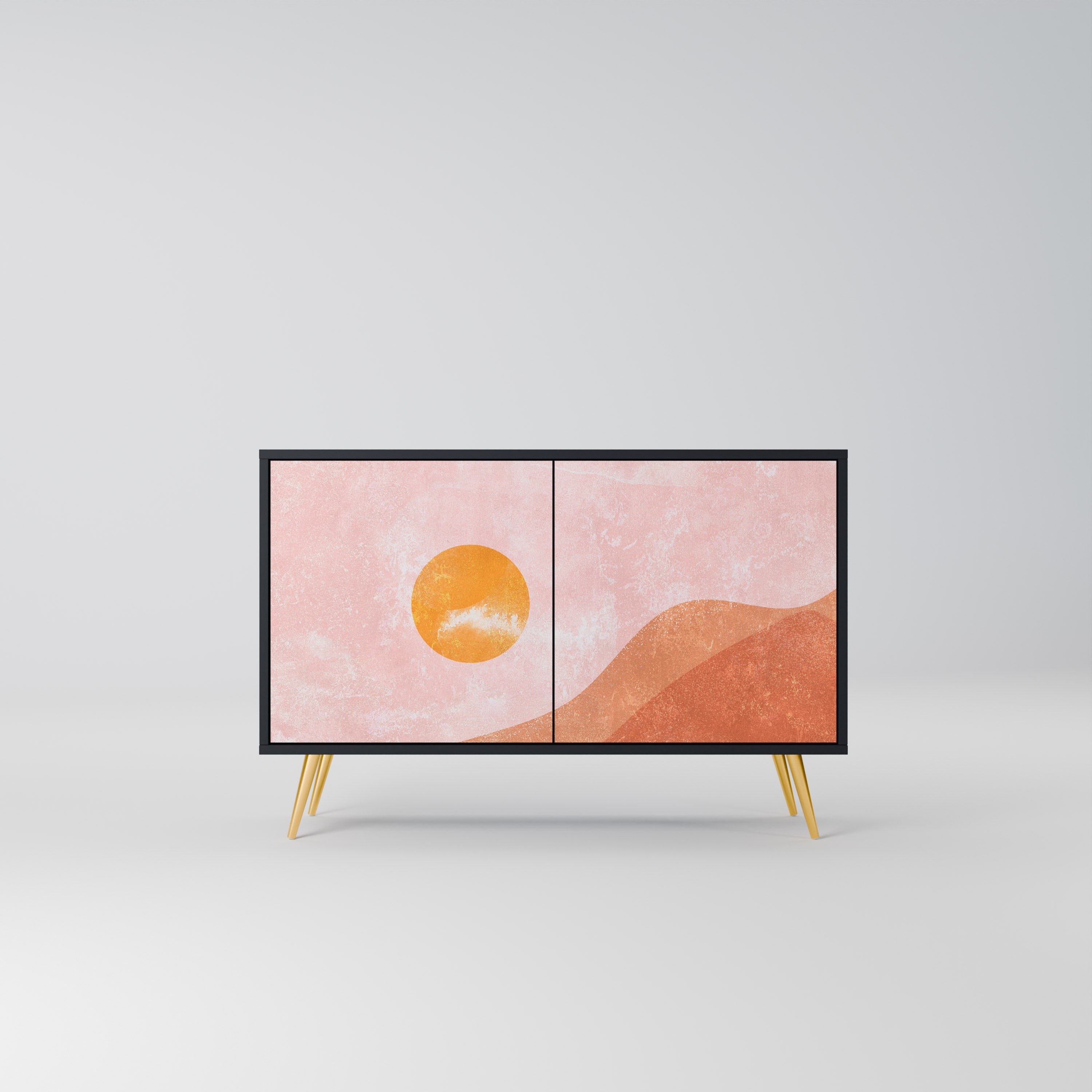 LUMINOUS SUNLIGHT Aparador de 2 Portas em Acabamento Preto