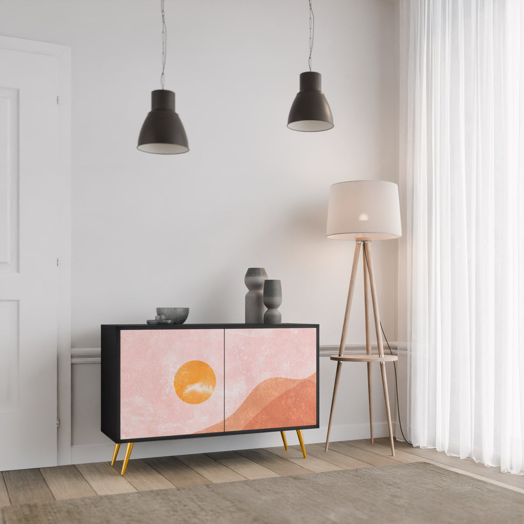 LUMINOUS SUNLIGHT Aparador de 2 Portas em Acabamento Preto