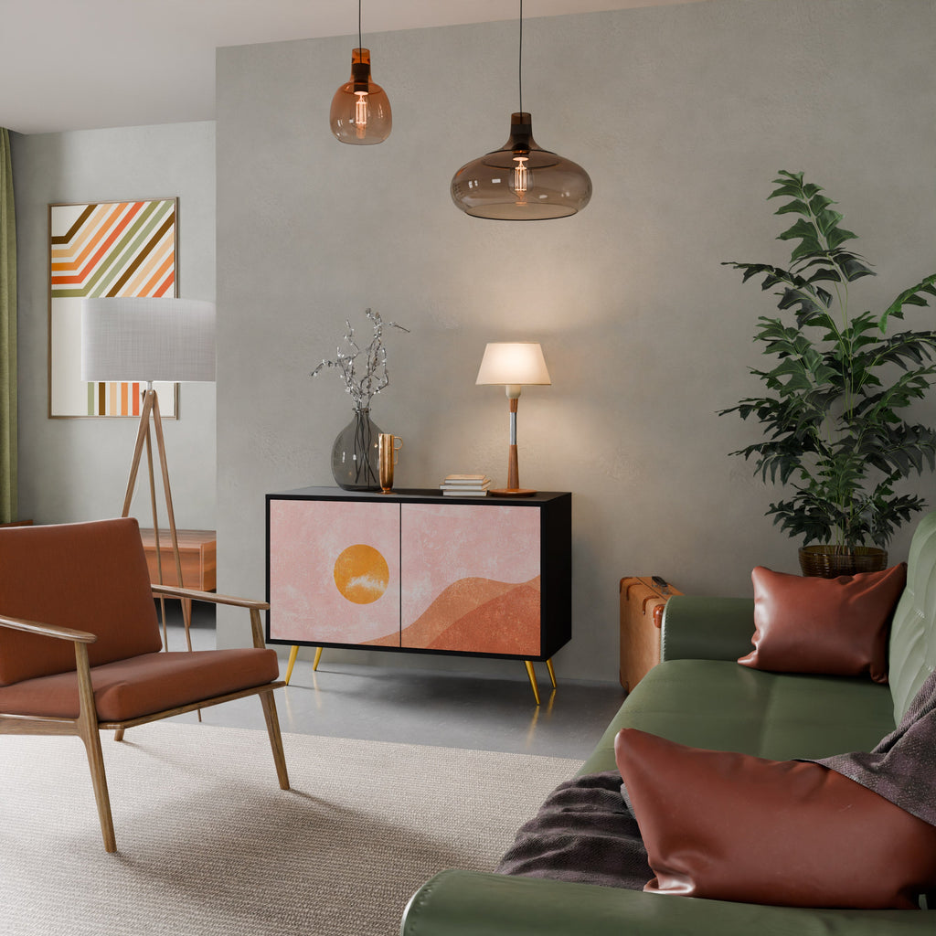 LUMINOUS SUNLIGHT Aparador de 2 Portas em Acabamento Preto