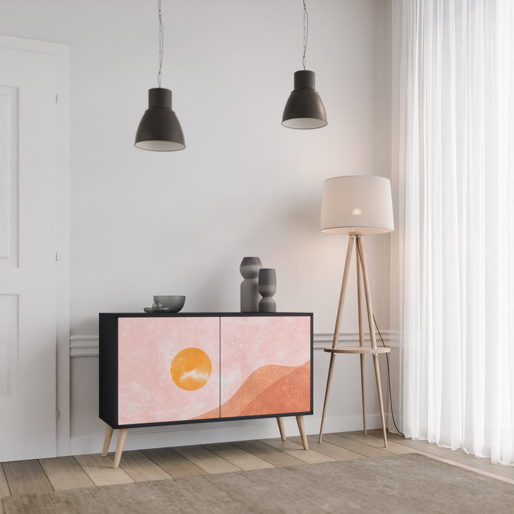 LUMINOUS SUNLIGHT Aparador de 2 Portas em Acabamento Preto