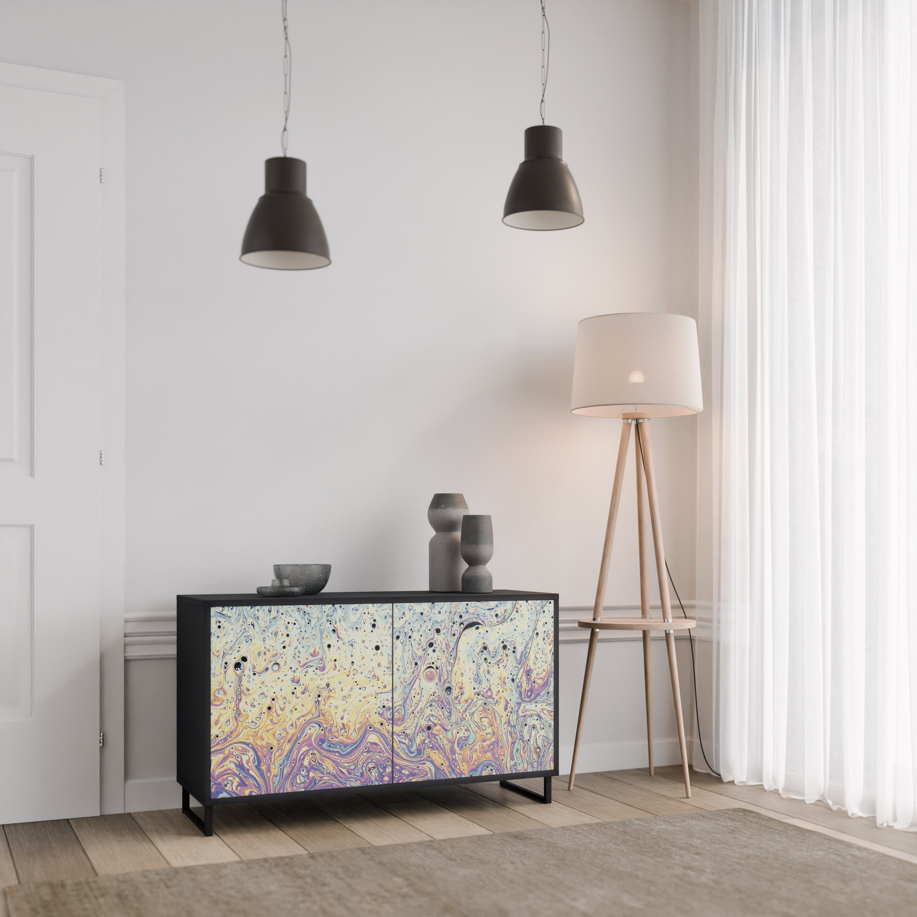 MOSAIC OF COLORS Aparador de 2 Portas em Acabamento Preto