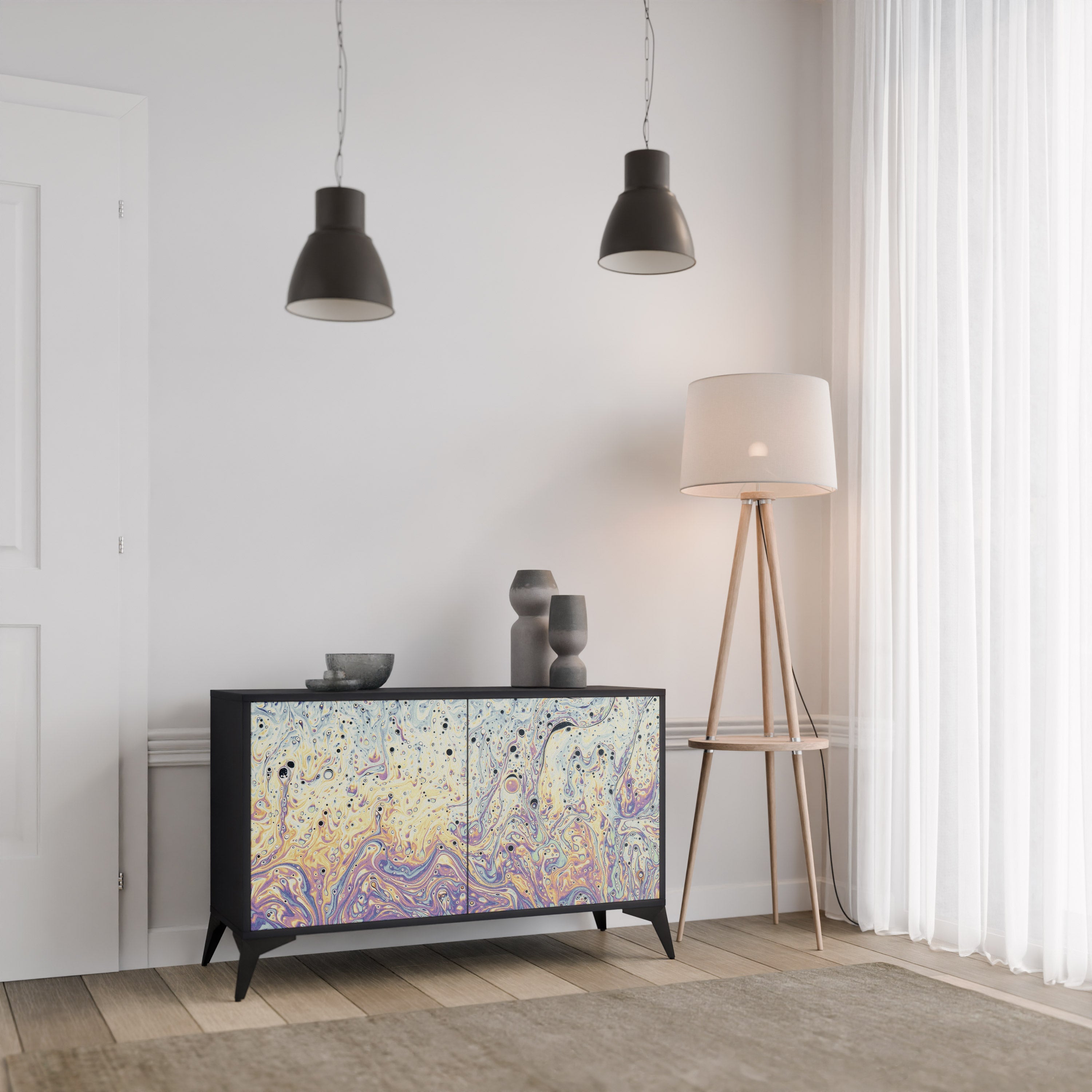 MOSAIC OF COLORS Aparador de 2 Portas em Acabamento Preto