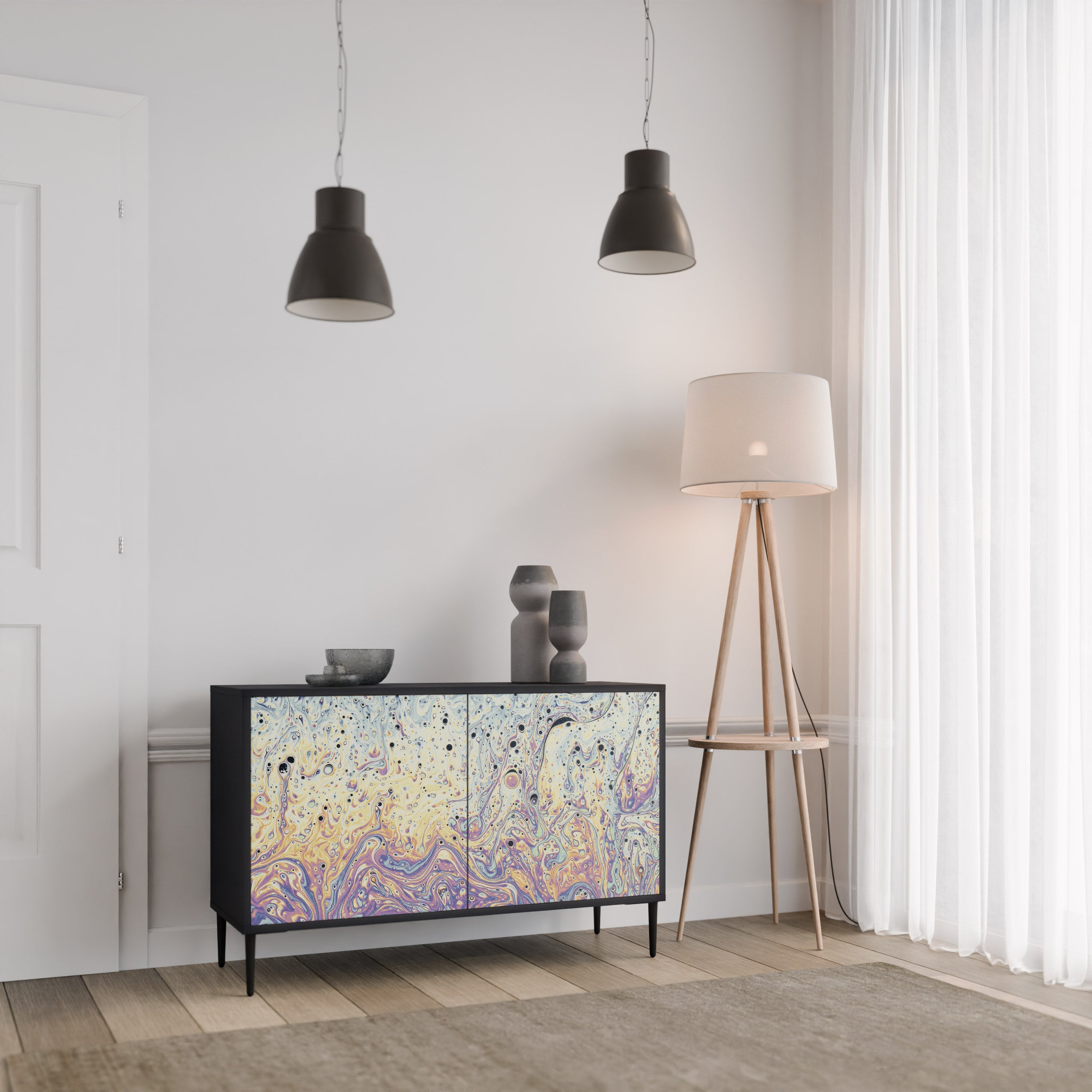 MOSAIC OF COLORS Aparador de 2 Portas em Acabamento Preto