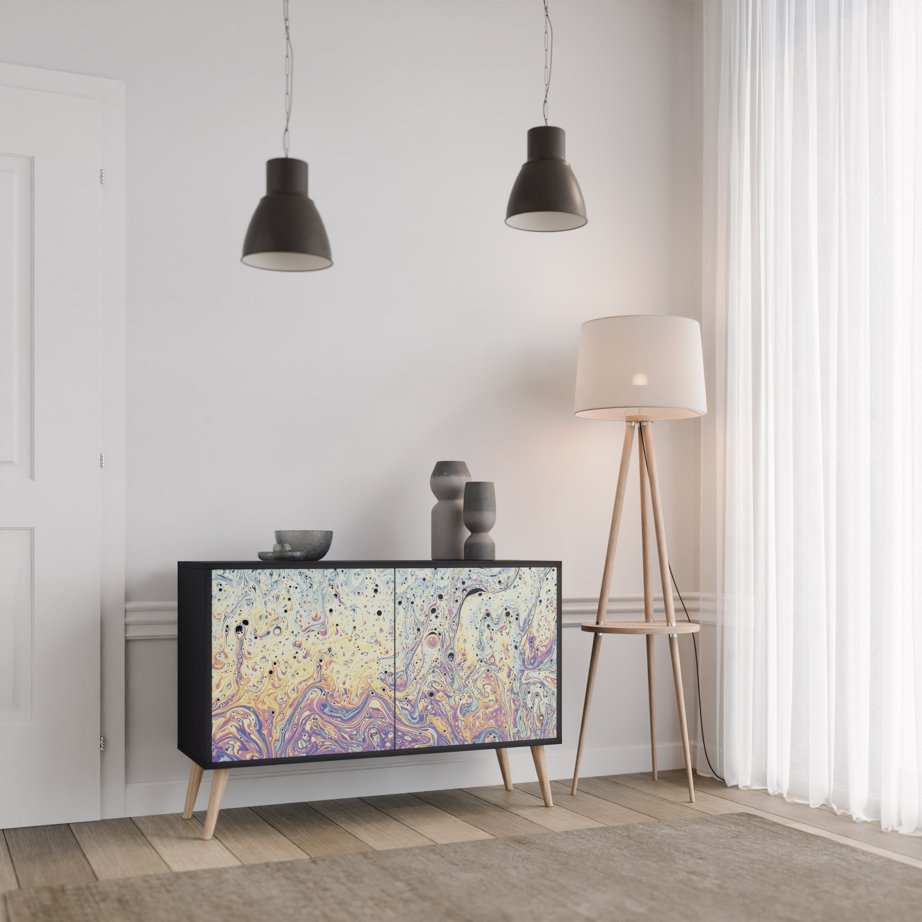 MOSAIC OF COLORS Aparador de 2 Portas em Acabamento Preto